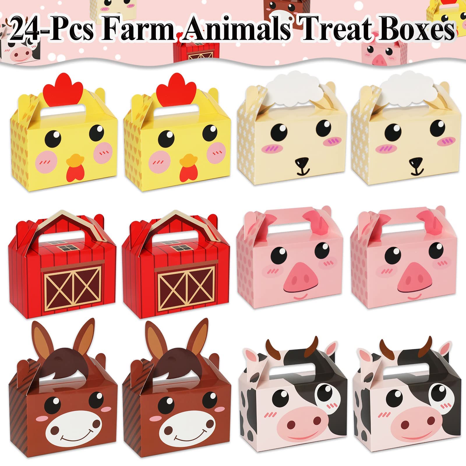 12 Pack Farm Animal Party Favor Boxes Farm Theme Birthday Goodie Boxes Farmhouse Animals Gift Candy Bags Barnyard Treat Boxes Fo