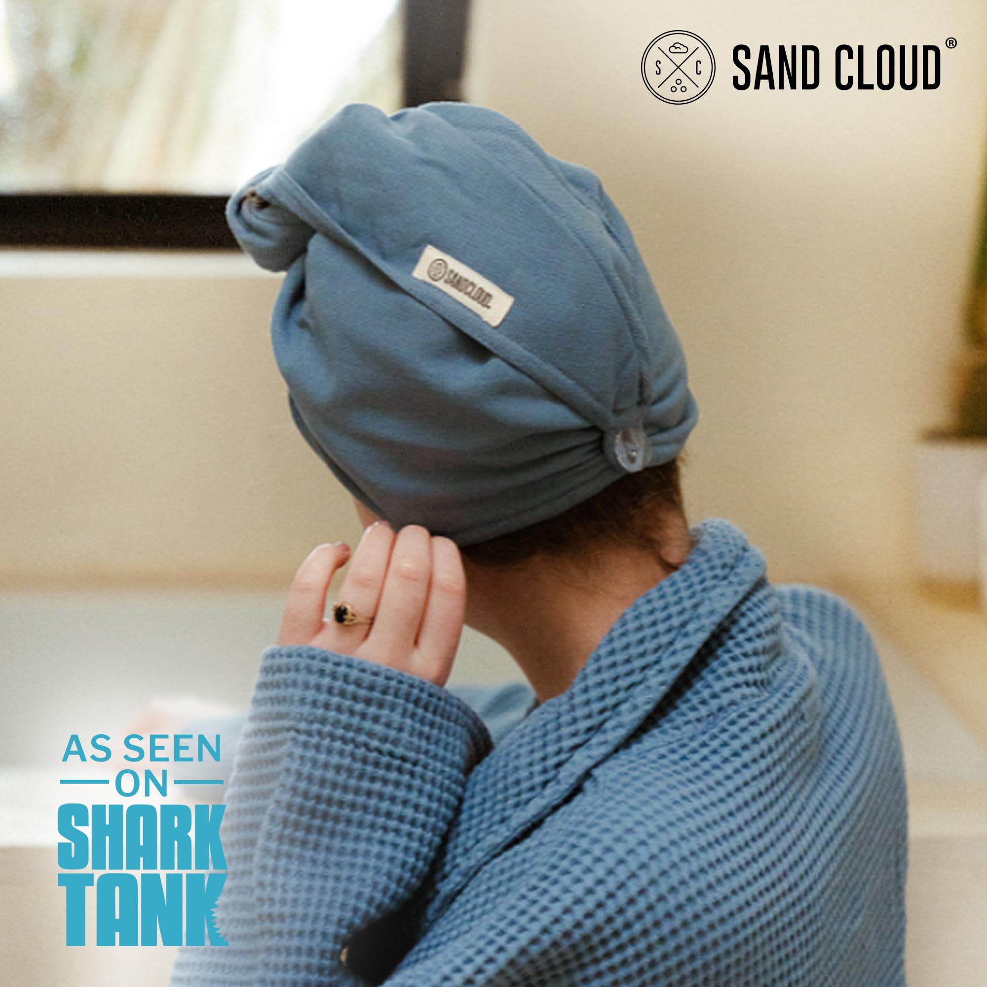Sand Cloud Hair Towel Wrap for Women & Men, (Slate Blue, Terra) - 100% Turkish Cotton Quick Hair Drying Towel Wrap - Absorbent H