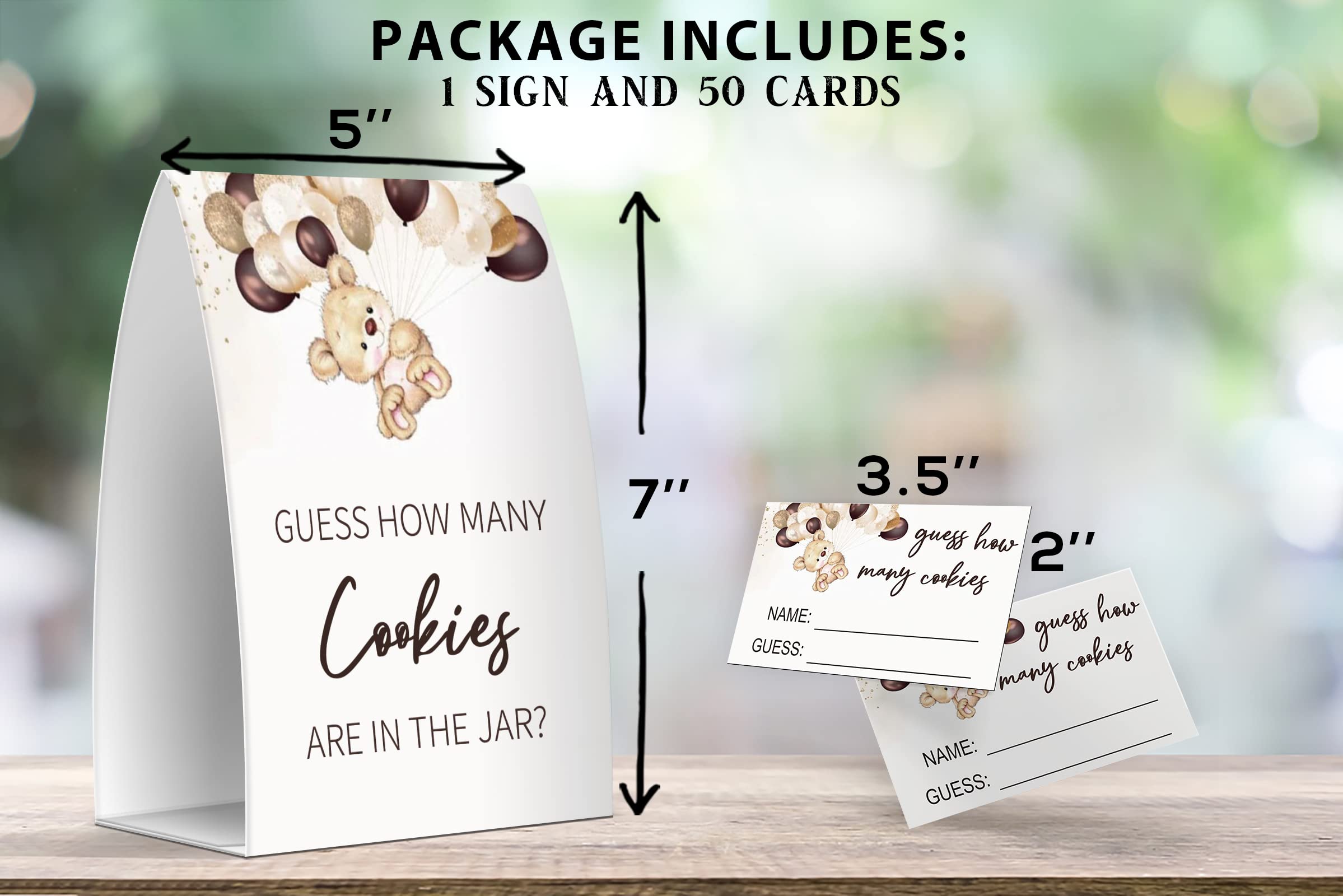 Guess How Many Cookies Are In The Jar  Baby Shower Games  Baby Shower Decorations - One Sign and 50 Cards(MANY026)