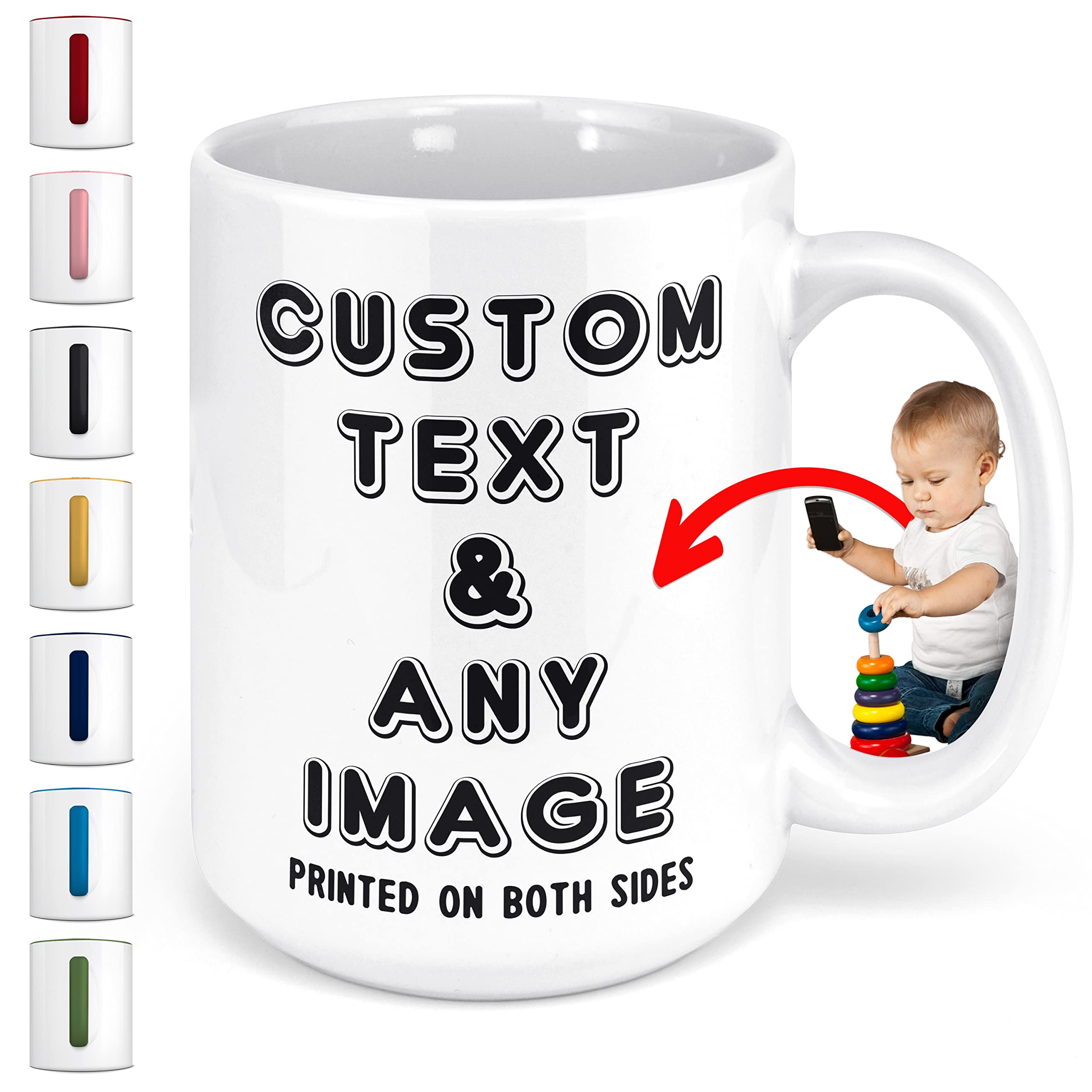 Custom Photo Coffee Mugs, 11 Oz Or 15 Oz, Personalized Mugs With Picture, Text, Name - Photo Gifts, Custom Mugs With Pictures, T