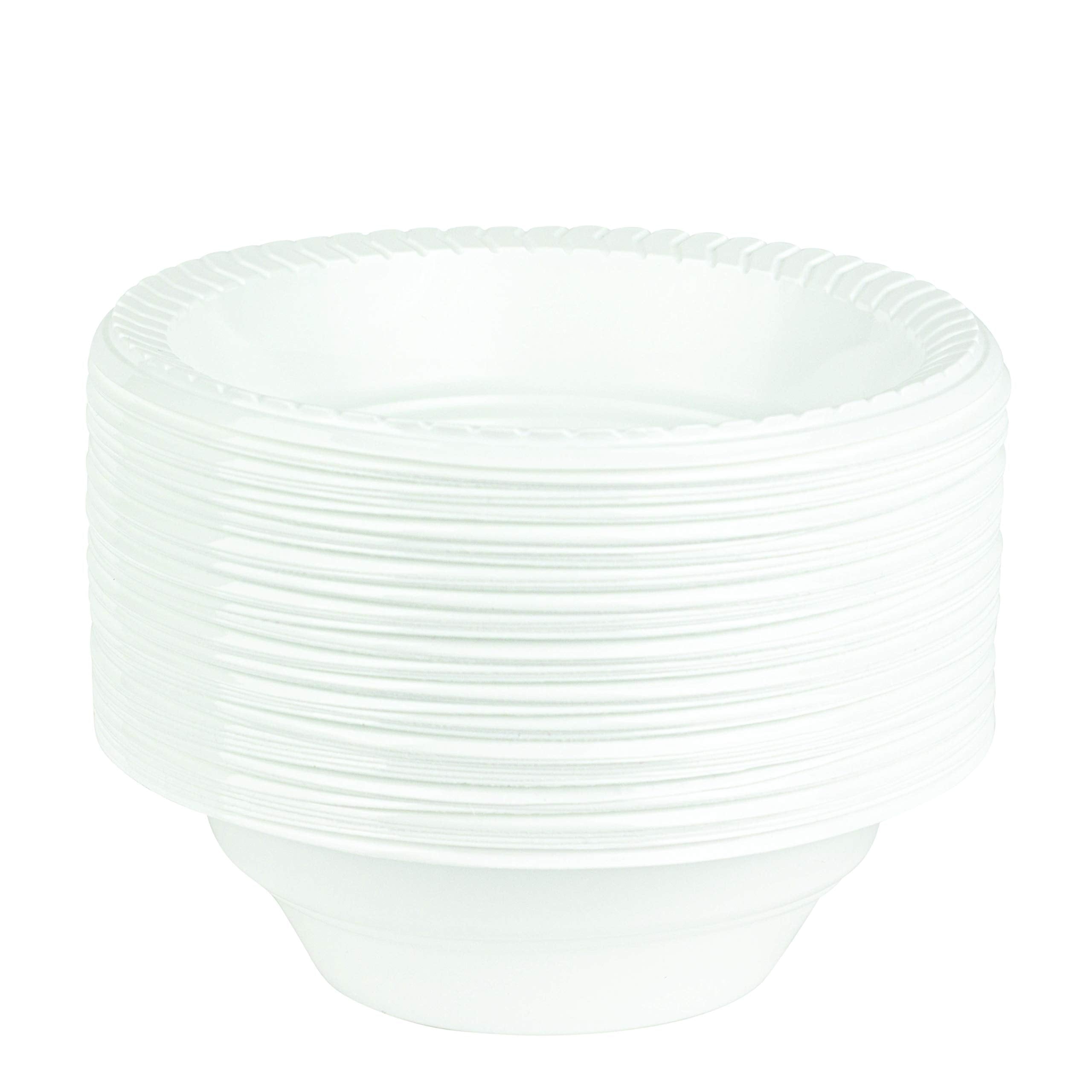 Plasticpro Round Plastic Bowls Microwaveable, Disposable, White, Dinnerware (200, 16 Ounce)