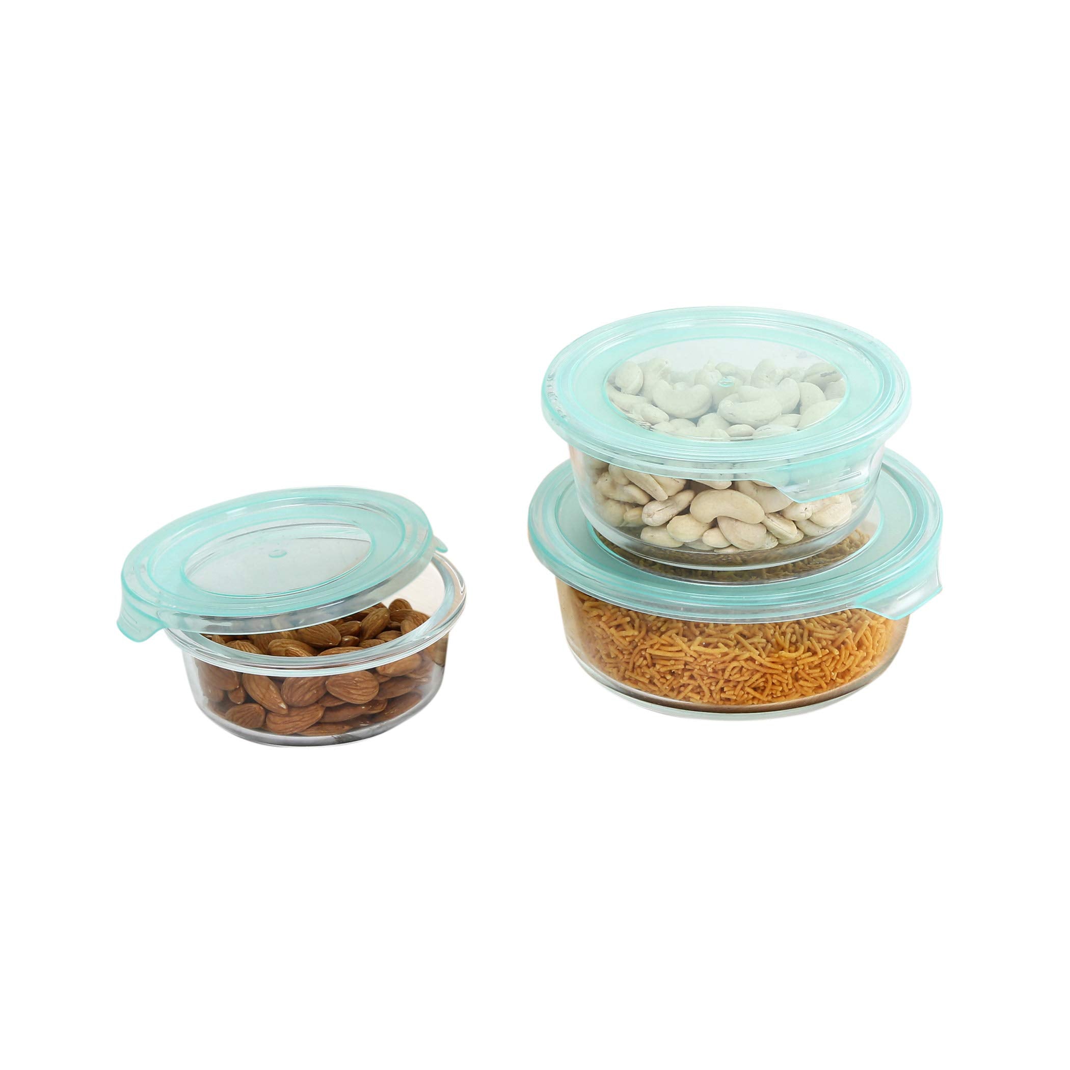 Home Centre |Corsica Palestine Set Of 3 Glass Food Storage Containers|Food Storage|Storage And Containers|Containers And Jars|Tr