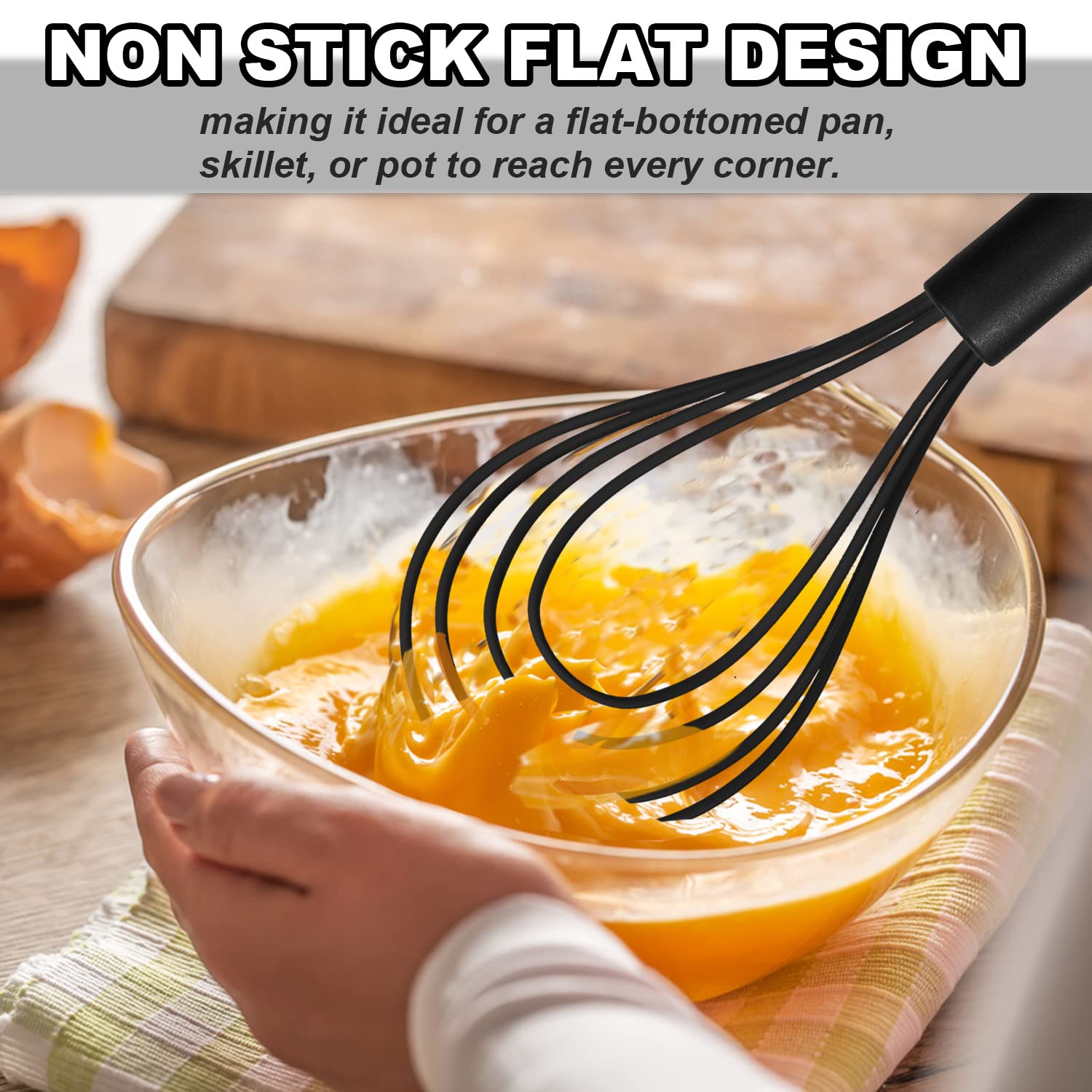 Anaeat Silicone Kitchen Whisk Set Of 4, Perfect For Non-Stick Cookware, Egg Beater Milk Blender For Whisking, Cooking, Baking, B