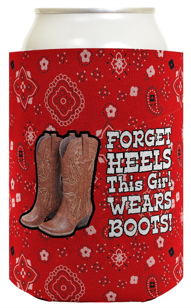 Funny Can Coolie Forget Heels Girl Wears Boots Country Cowgirl Rodeo Western Fashion 2 Pack Can Coolie Drink Coolers Coolies Pai
