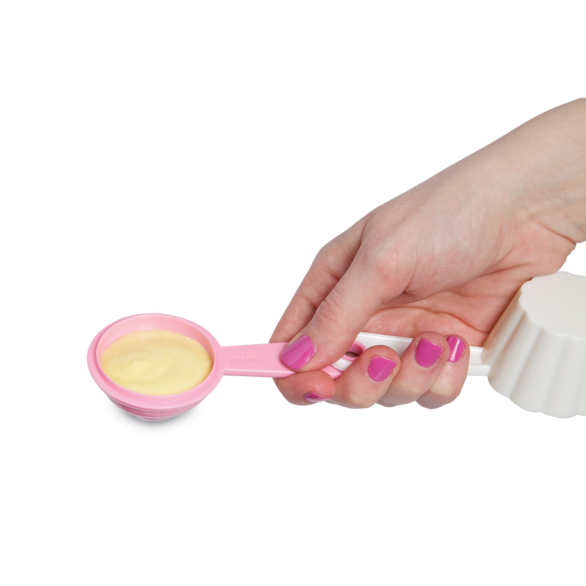 Bakelicious Cupcake Batter Spoon, Pink & White, 2.5x3.88x7.25 inches, Model 73850