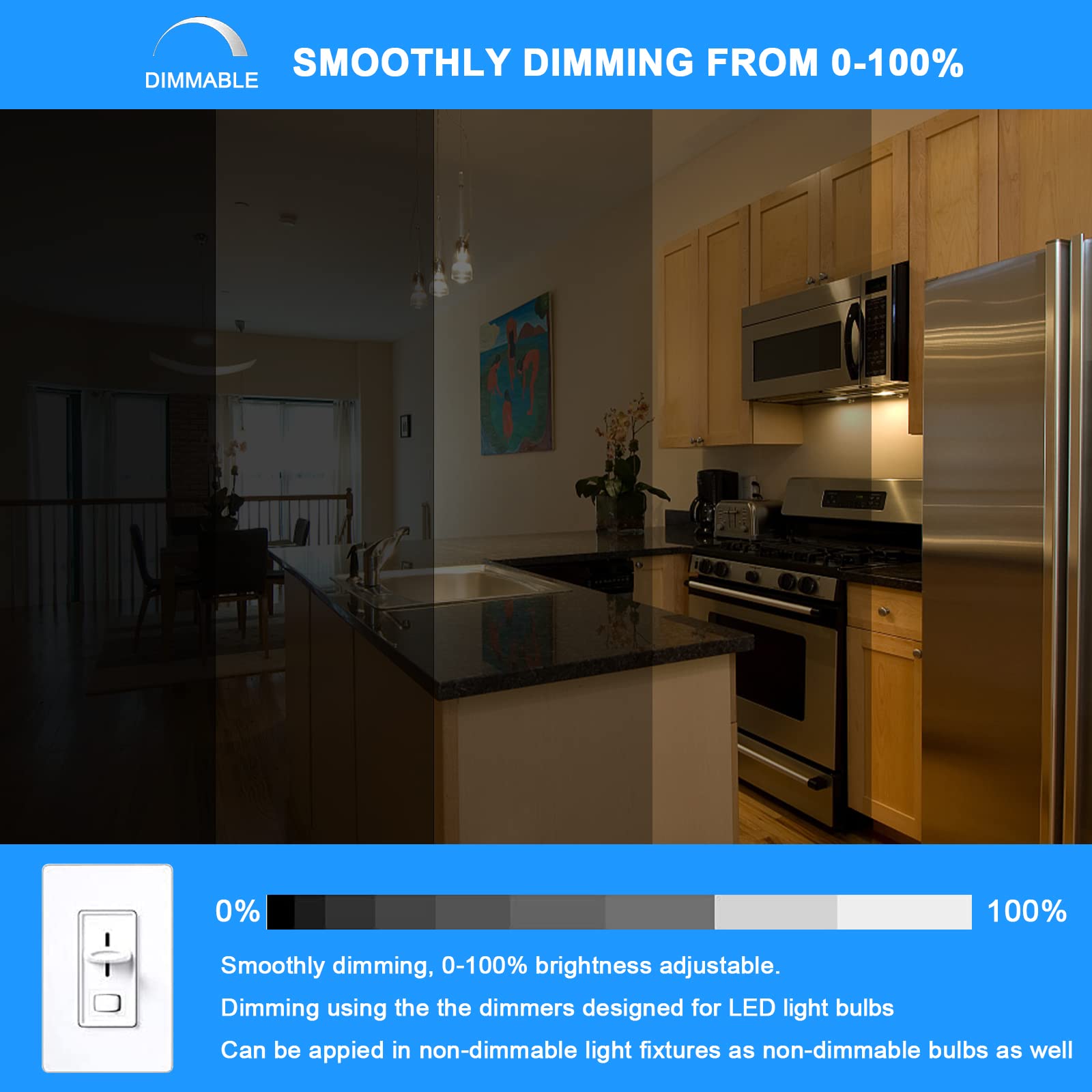 Taiyaloo Led Microwave Light Bulbs Under Hood 60W Equivalent, E17 Led Bulb Dimmable For Range Hood, Refrigerator, 7W 630 Lumens,