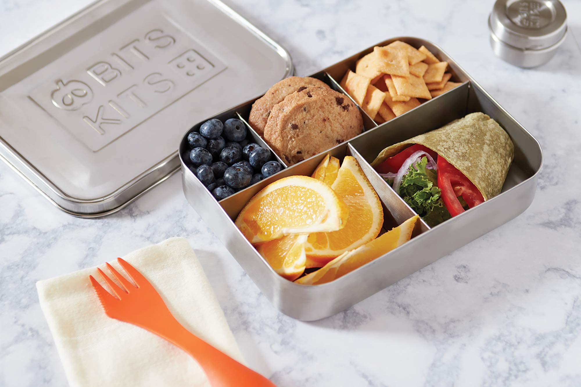 Bits Kits Stainless Steel Bento Box Lunch And Snack Container For Kids And Adults, 5 Sections