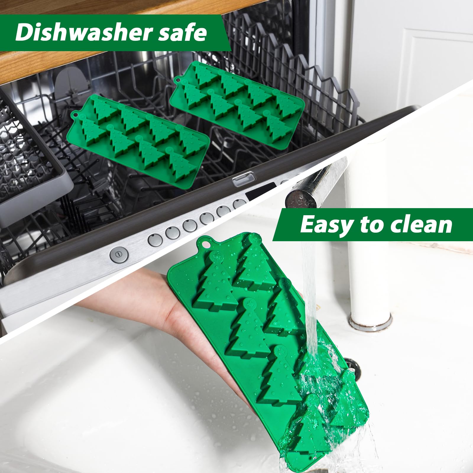 Webake Christmas Tree Silicone Molds For Ice Cube 8-Cavity Christmas Tree Molds For Ice Cubes, Chocolate, Soap, Wax Melt, Candy