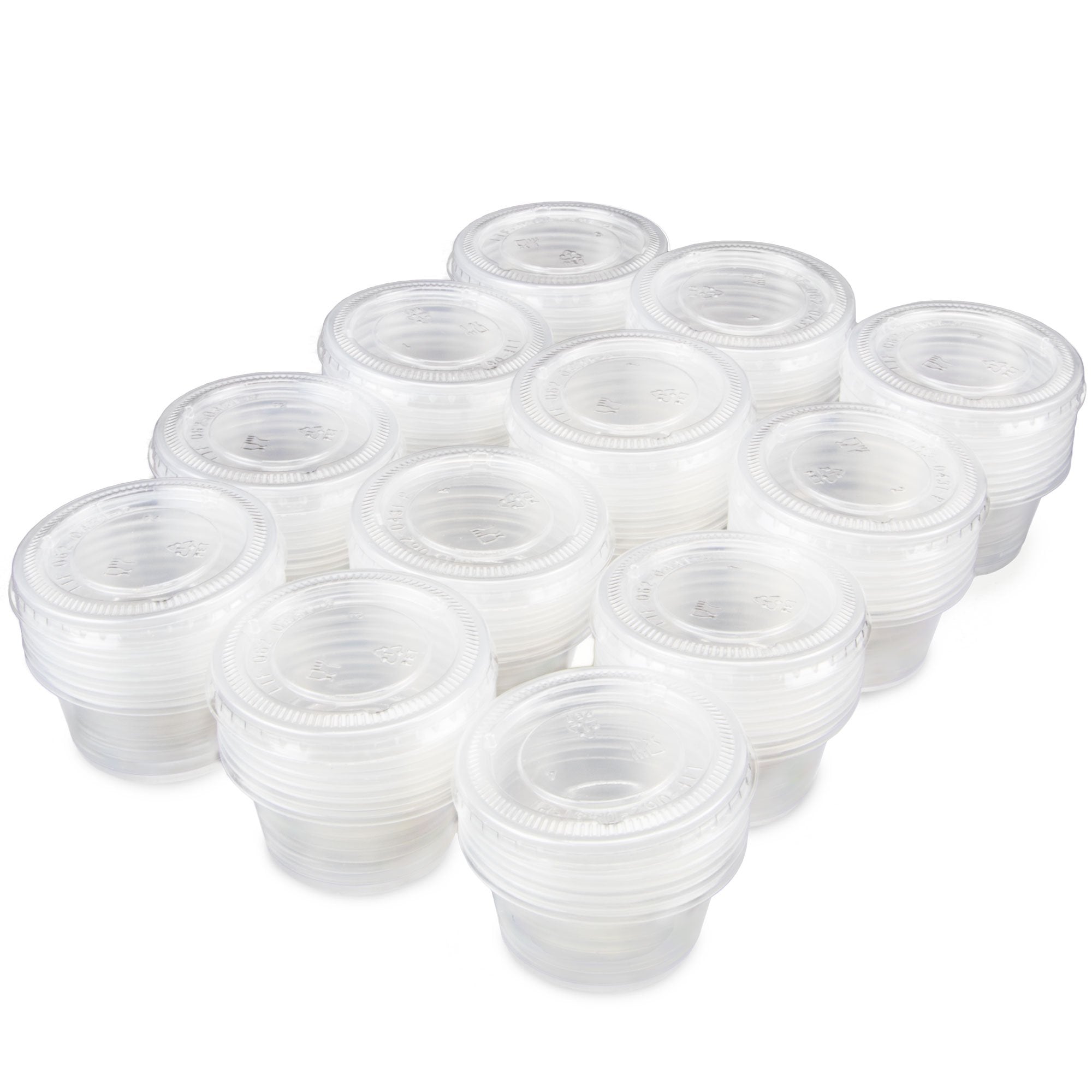 Back Of House Ltd. 100-Pack Of Disposable Clear Plastic Condiment Storage Cups With Lids - Choose 2 Oz. Or 4 Oz. - For Restauran
