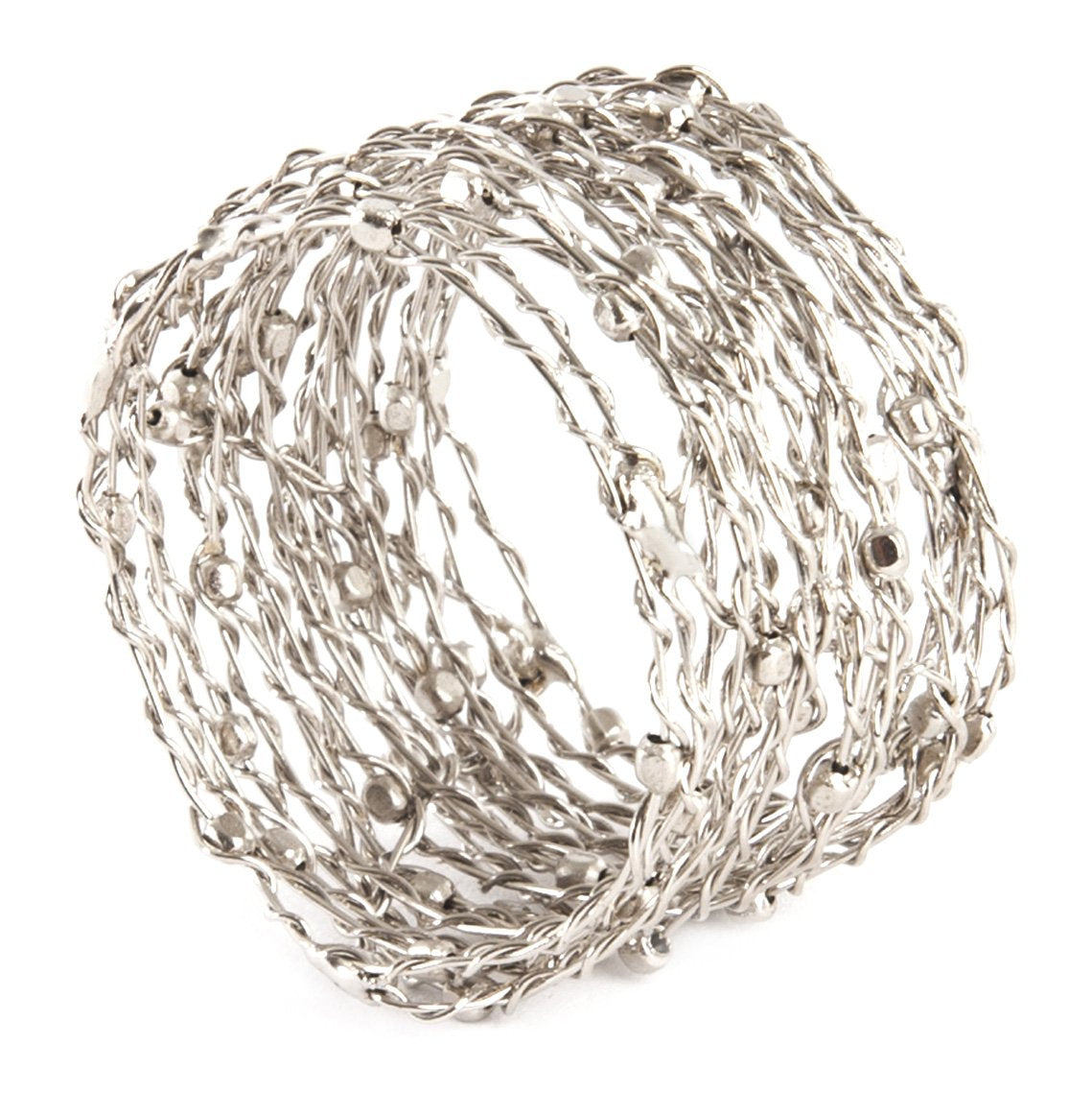 Saro Lifestyle Nr030.S Metal Design Napkin Rings (4 Pack), Silver