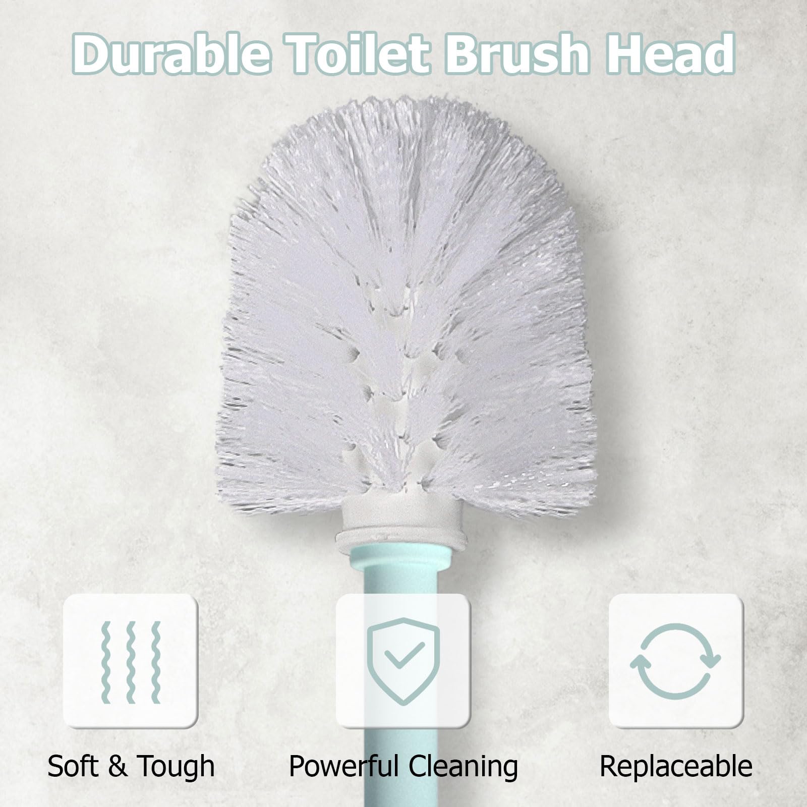 Topsky Toilet Brush,2 Pack Compact Toilet Brush & Holder Set,Plastic Round Barrel Loo Brush With 2 Replacement Toilet Brush Head