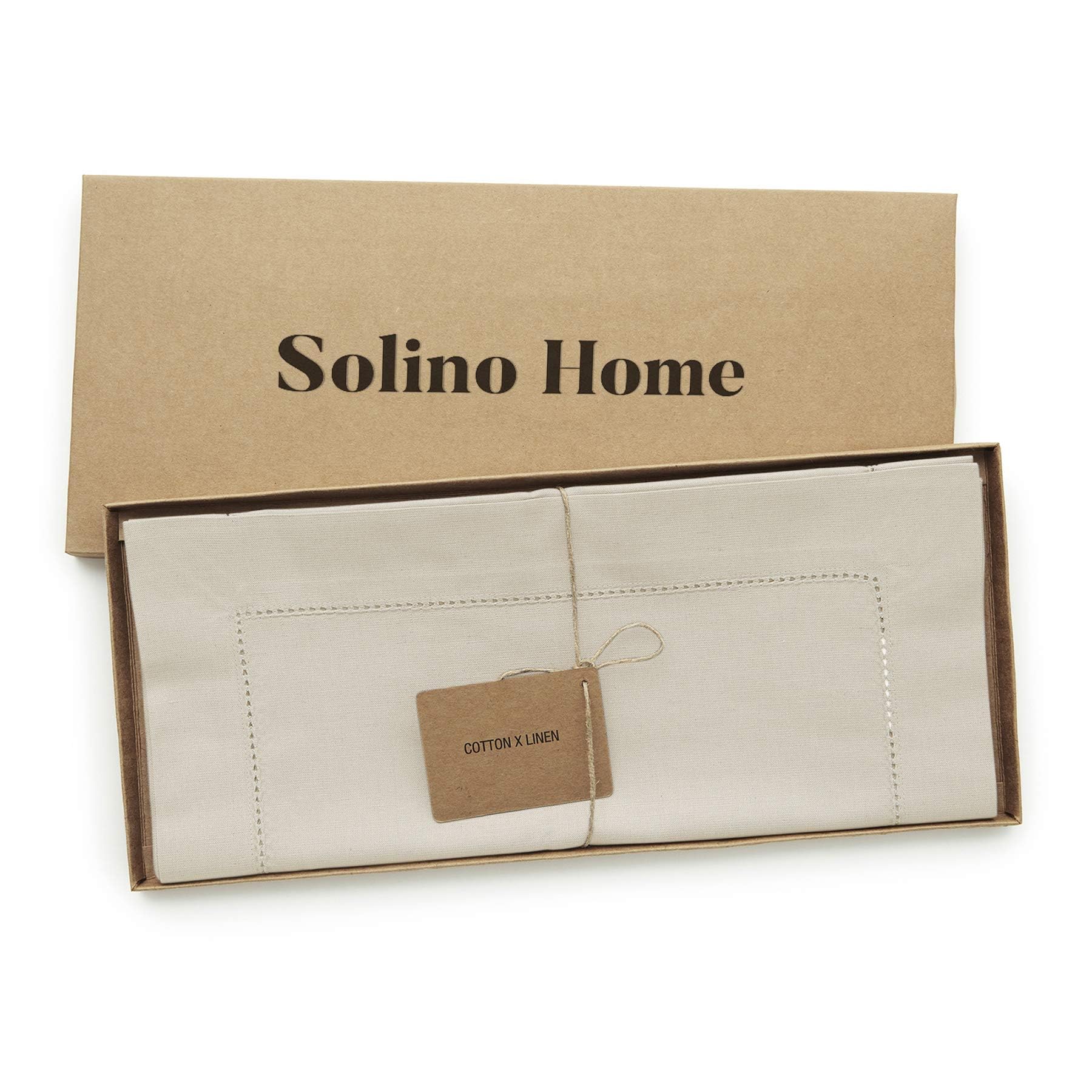 Solino Home Linen Table Runner 60 Inches Long - Cotton Linen Hemstitch Fall, Thanksgiving, Christmas Table Runner 14 X 60 Inch -