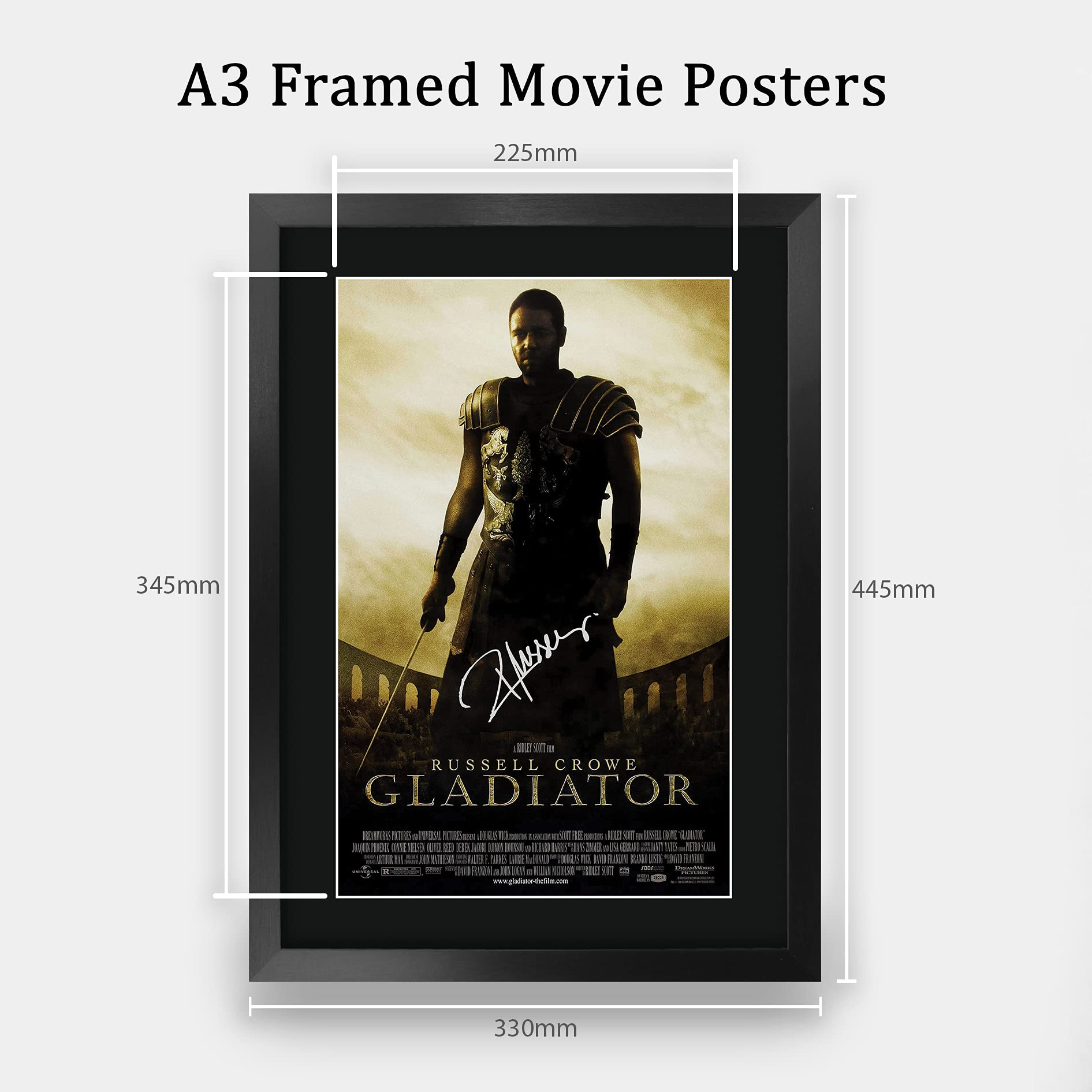 Hwc Trading Gladiator Gifts Printed Poster Signed Autograph Picture For Movie Memorabilia Fans - 16'' X 12'' Framed