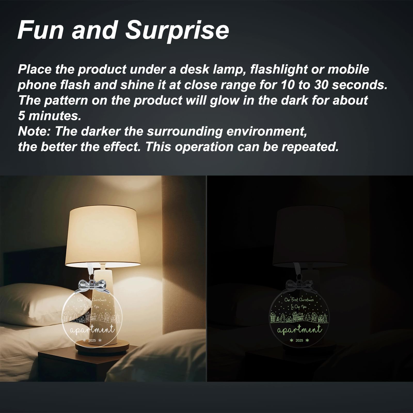 First Apartment Ornament 2025, Our First Christmas in Our New Apartment Gifts Ideas, New House Apartment D  cor with Glow in The