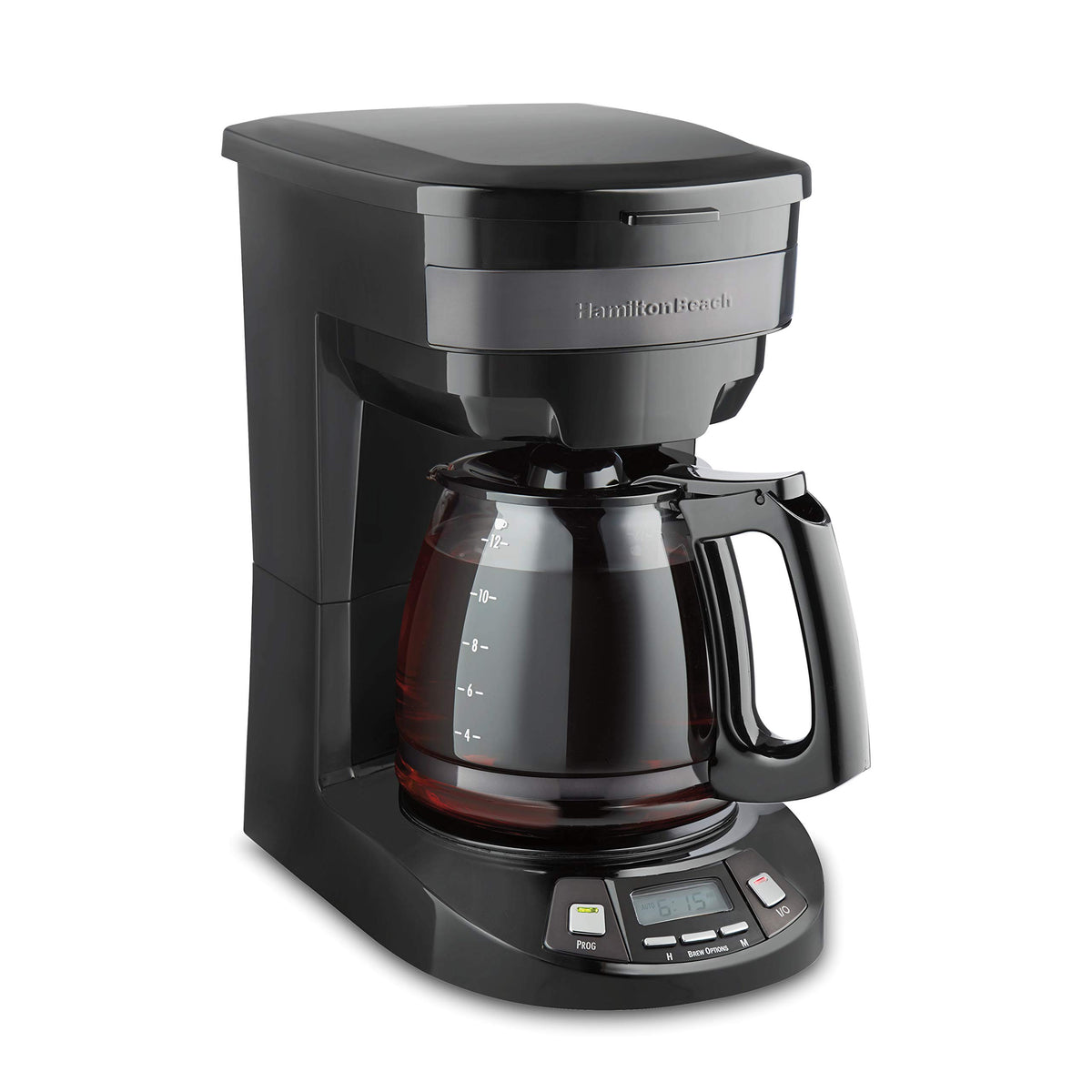 Hamilton Beach 12 Cup Programmable Drip Coffee Maker With 3 Brew Options, Glass Carafe, Auto Pause And Pour, Black Stainless (46