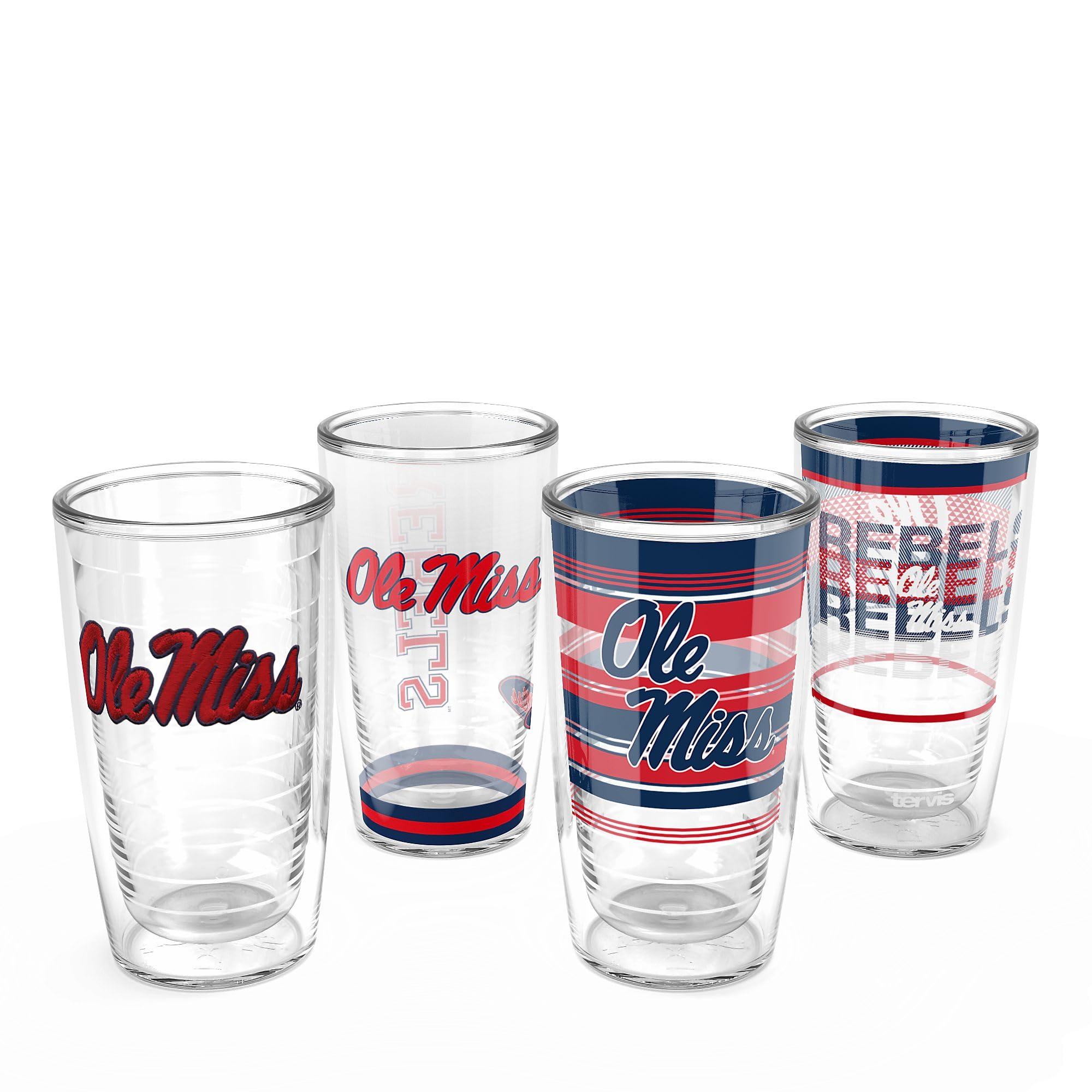 Tervis Ole Miss Rebels - Assorted Made in USA Double Walled Insulated Tumbler Travel Cup Keeps Drinks Cold & Hot, 16oz 4pk, Clas