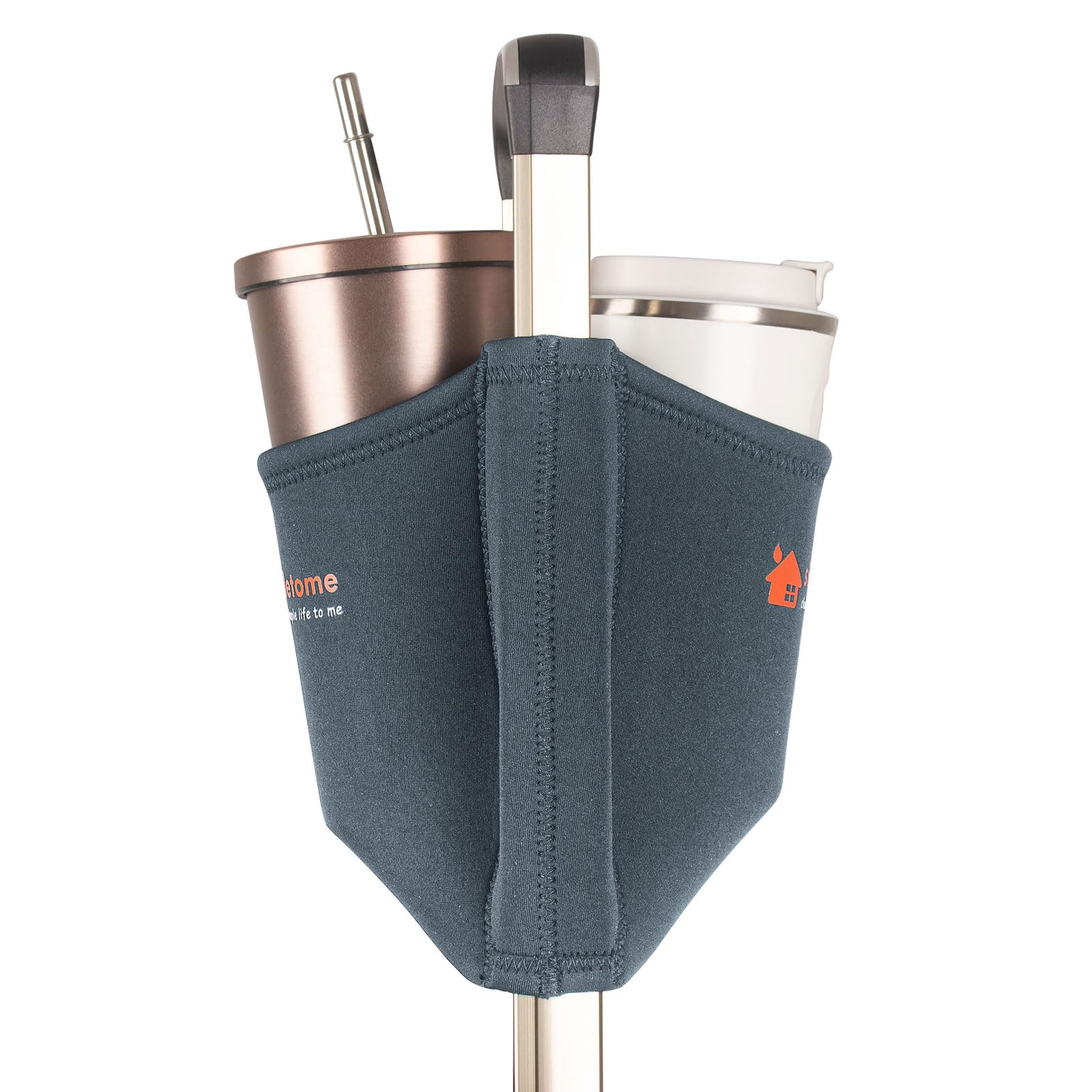 Simpletome Luggage Travel Cup Holder Hands-Free Drink Caddy Attachment Drinks Carrier For Drink Beverages Coffee Mugs (Grey)