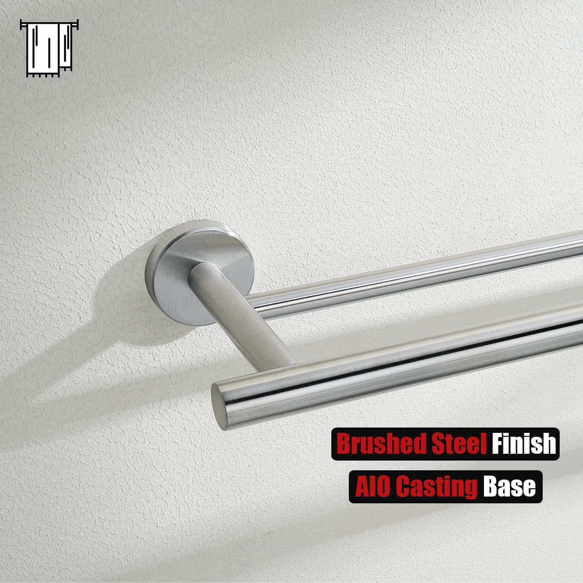 JQK Double Bath Towel Bar  16 Inch 304 Stainless Steel Thicken 0.8mm Towel Rack Bathroom  Towel Holder Brushed Finished Wall Mount  Total Length 19.16 Inch  TB100L16-BN