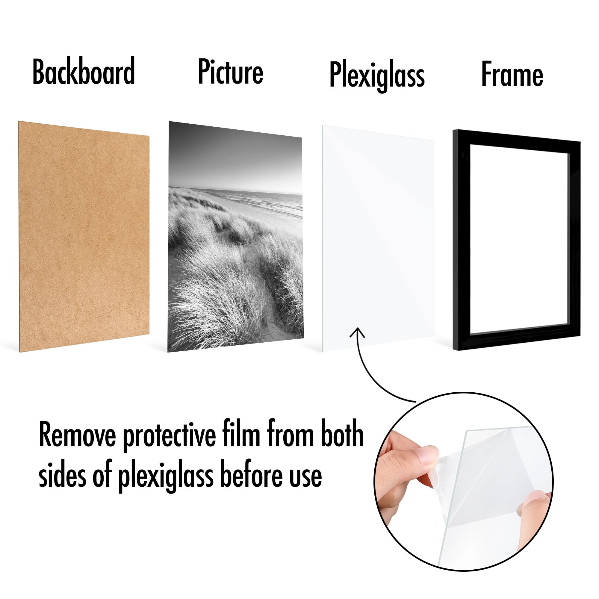 Americanflat 8x10 Picture Frame with Polished Plexiglass - Set of 5 - Galleria Collection - Picture Frames for Tabletop and Wall