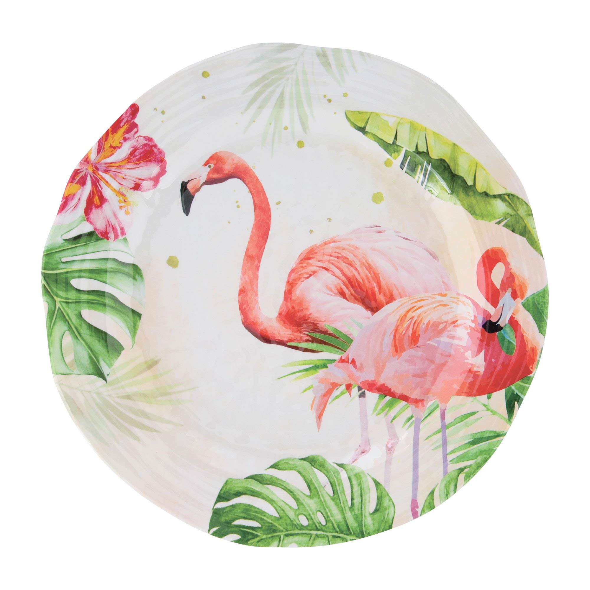 UPware 12-Piece Melamine Dinnerware Set, Includes Dinner Plates, Salad Plates, Bowls, Service for 4 (Flamingo)