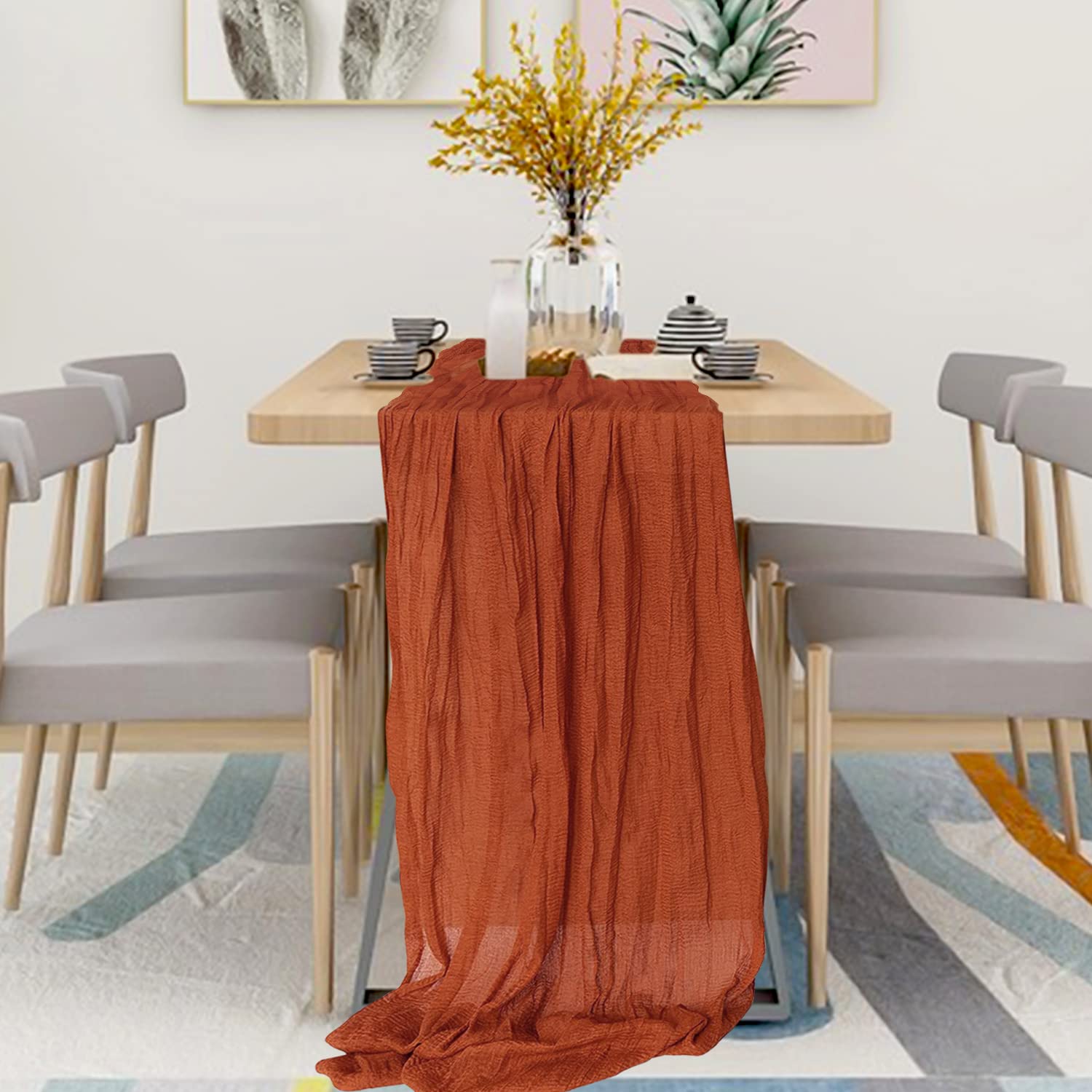 12 Pack Cheesecloth Table Runner, Runner Gauze Boho Wedding Decor Romantic Table Runner For Wedding Birthday Party(35'' X 118'')