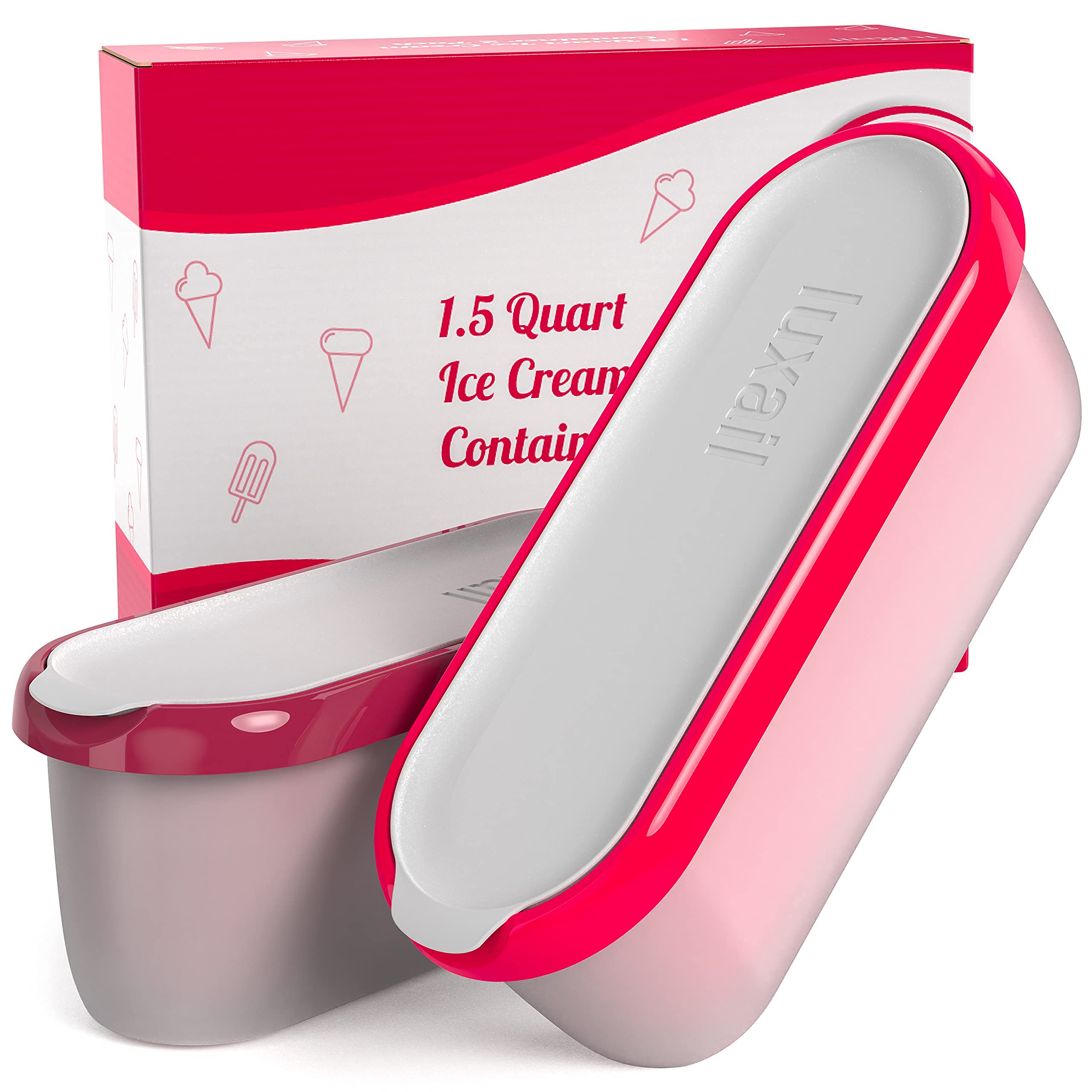 Ice Cream Containers For Homemade Ice Cream, Reusable Storage Freezer Ice Cream Container With Lids,2 Pack, Bpa Free, Dishwasher