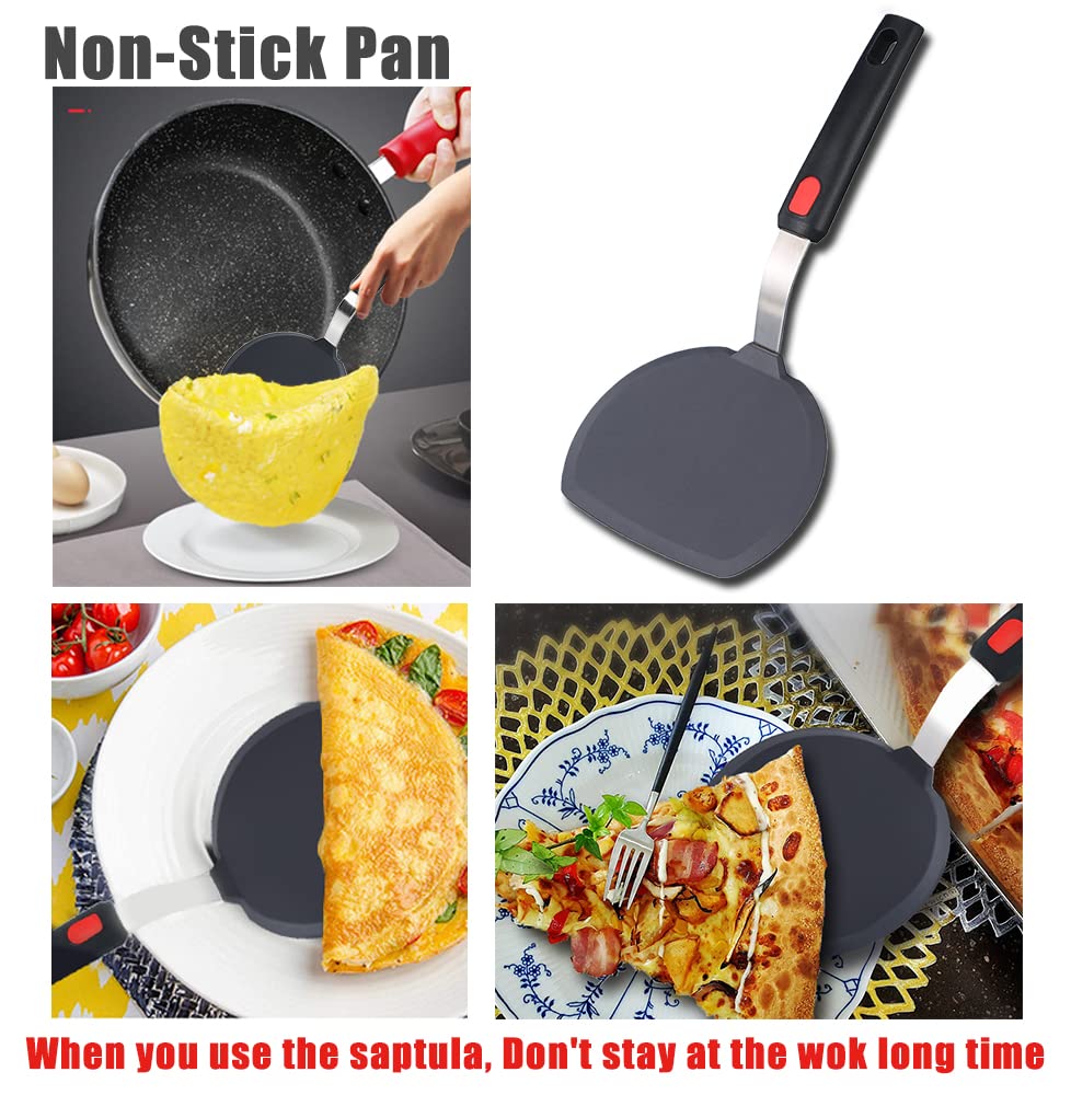 Tenta Tenta Kitchen Silicone Turner Wide Pancake Spatula Pizza Peel Kitchen Utensil Nonstick Cookware Safe Kitchen Flipper For G
