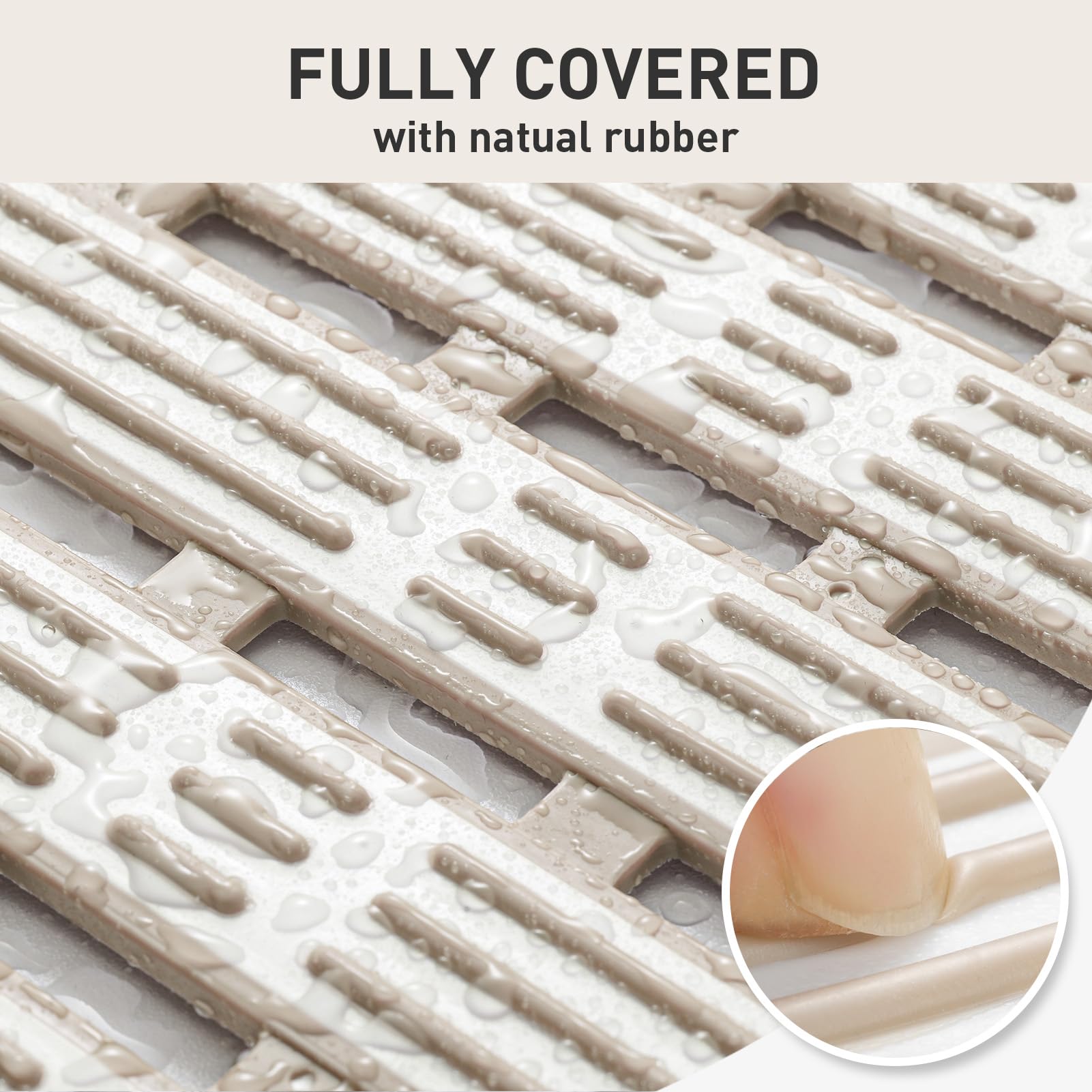 Xiyunte Shower Mat Non Slip Bathtub Mat - 27X16 Inches Tpe+Pp Anti Slip Bath Mat For Tub, Slatted Shower Floor Mat With Powerful