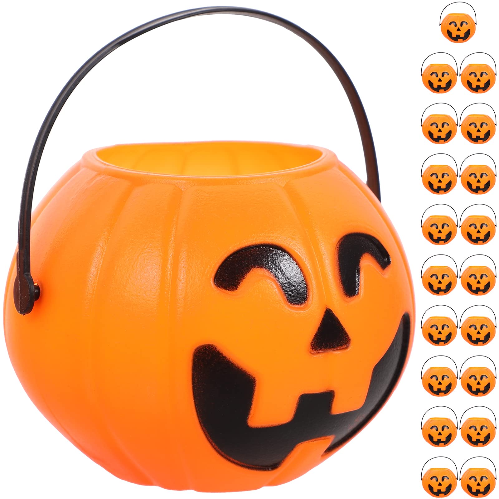 Heallily 20 Pcs Halloween Pumpkin Bucket Halloween Portable Pumpkin Bucket Halloween Pumpkin Candy Buckets For Nightclub Bar