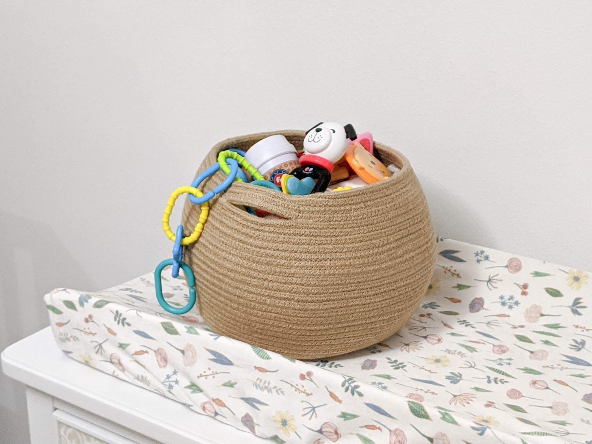Goodpick Storage Basket, Wicker Basket For Living Room, Woven Basket For Toys Towel, Bedroom Small Round Basket For Children Cor