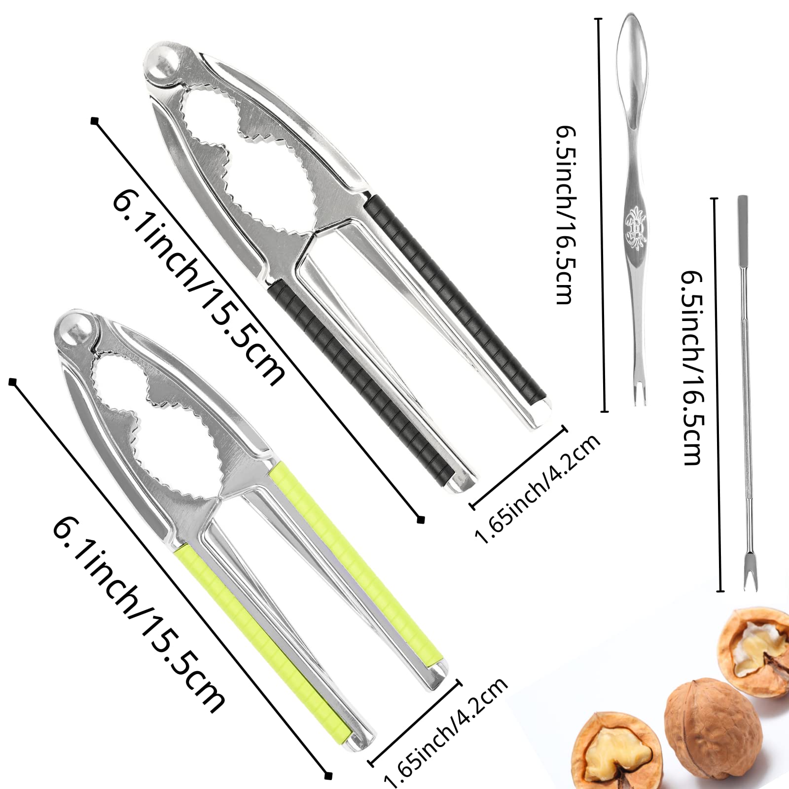 Loceast 8Pcs Multi-Purpose Cracker Tools Include 2 Pieces Nut Crackers Heavy Duty Walnut Cracker With Non-Slip Handle Walnut Cra