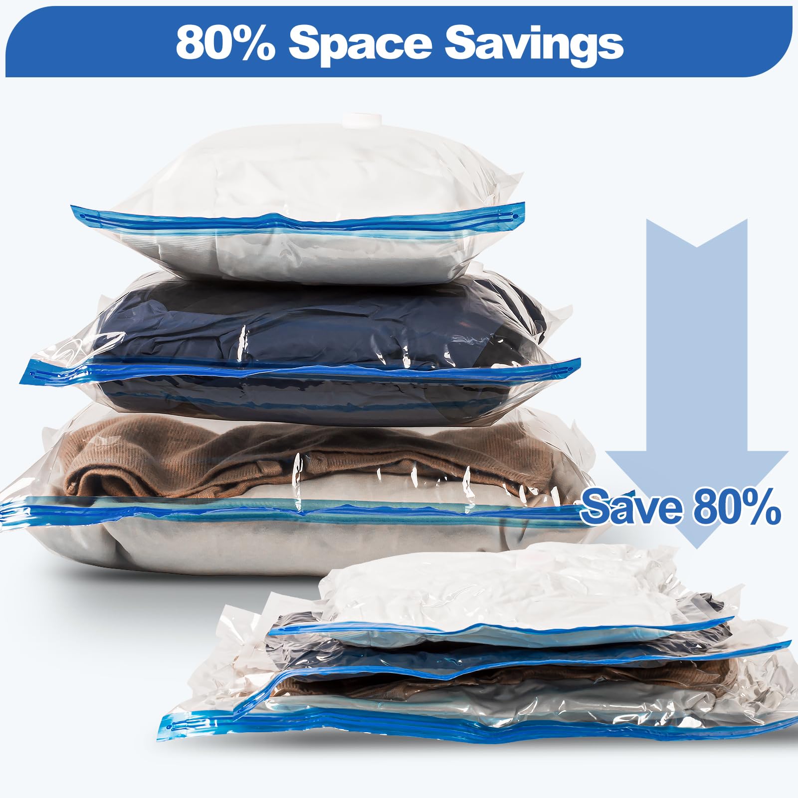 VMstr Travel Vacuum Storage Bags with Electric USB Pump - 8 Combo Size, Polypropylene & Polyamide Material
