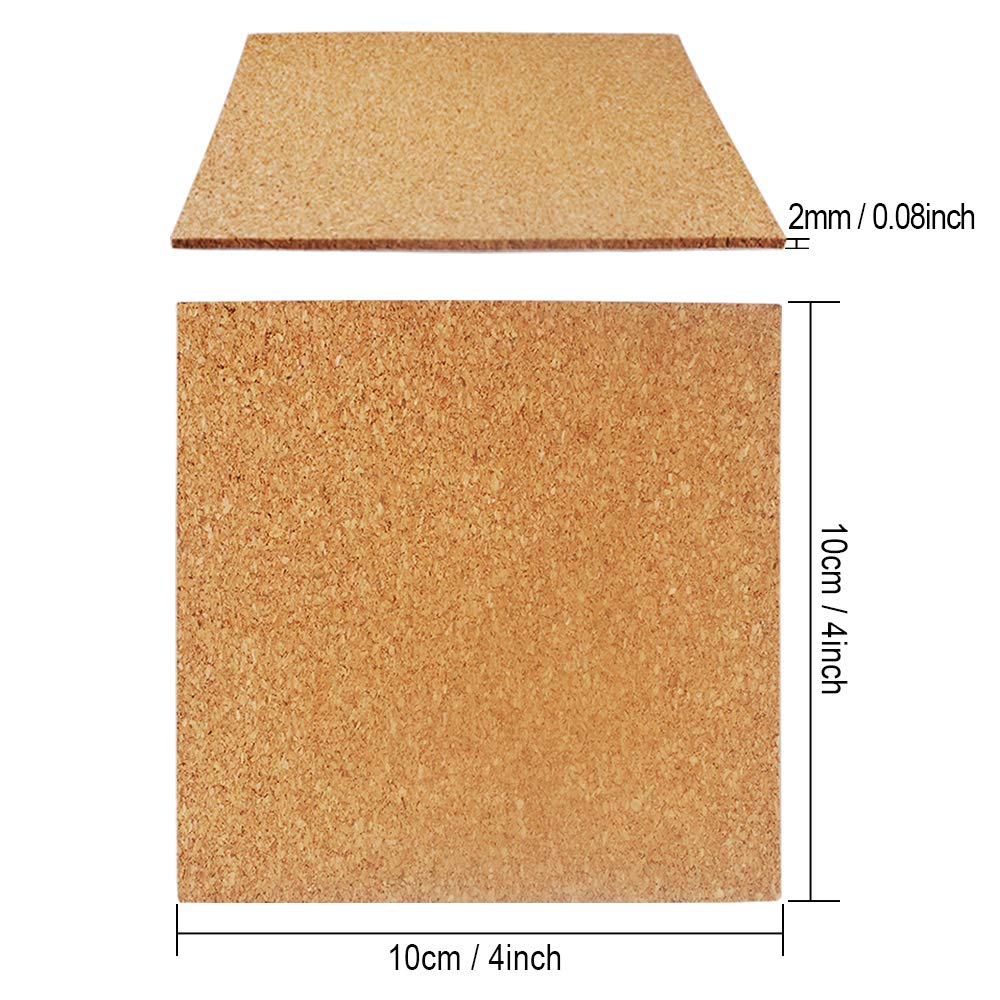 30 Pack Self-Adhesive Cork Squares 4    X 4    Cork Tiles Cok Bcking Sheets Cork Coasters Square For Diy Crafts
