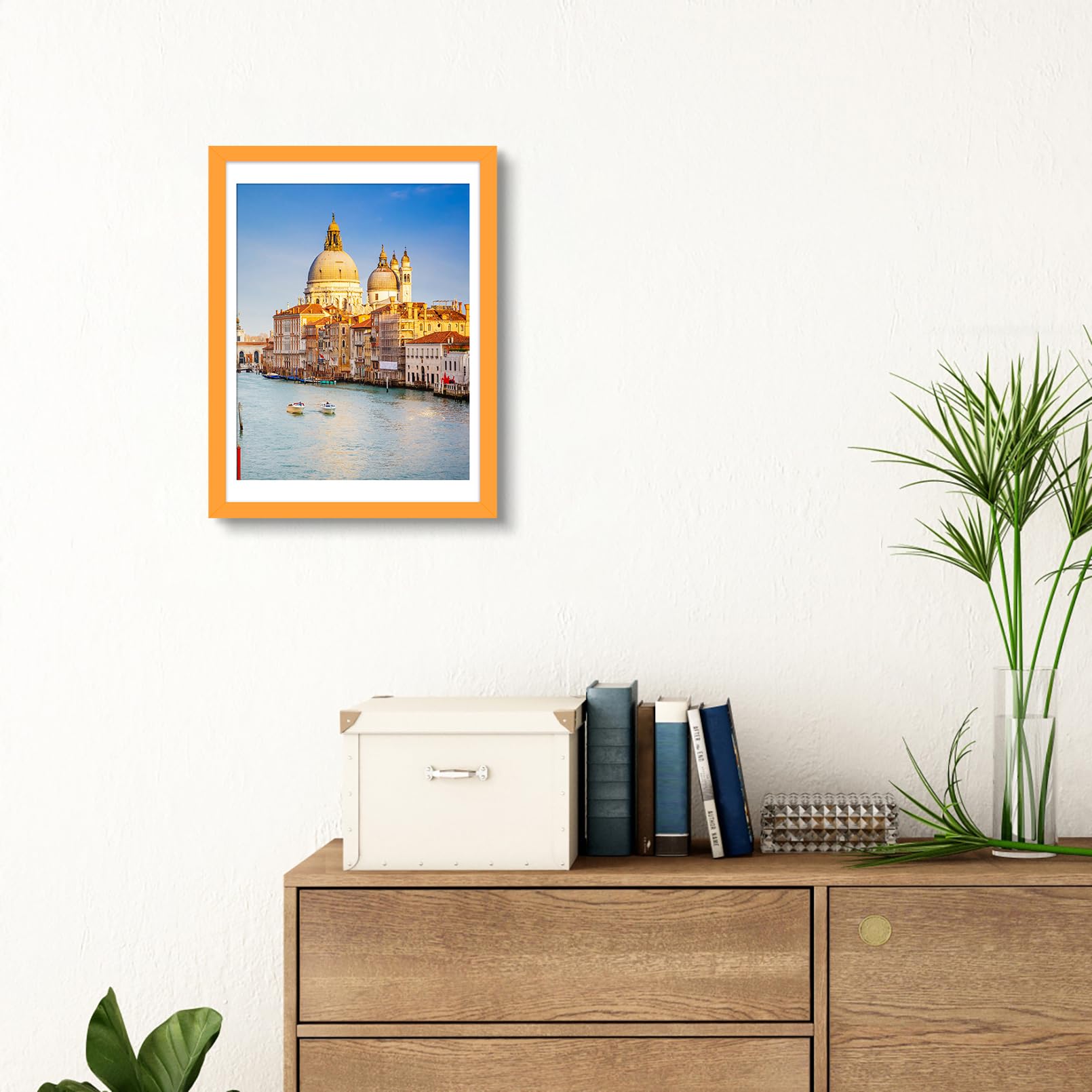 wyooxoo 12x16 Picture Frame Made of Solid Wood Orange Photo Frames Display Pictures 11x14 with Mat or 12x16 Without Mat Colorful