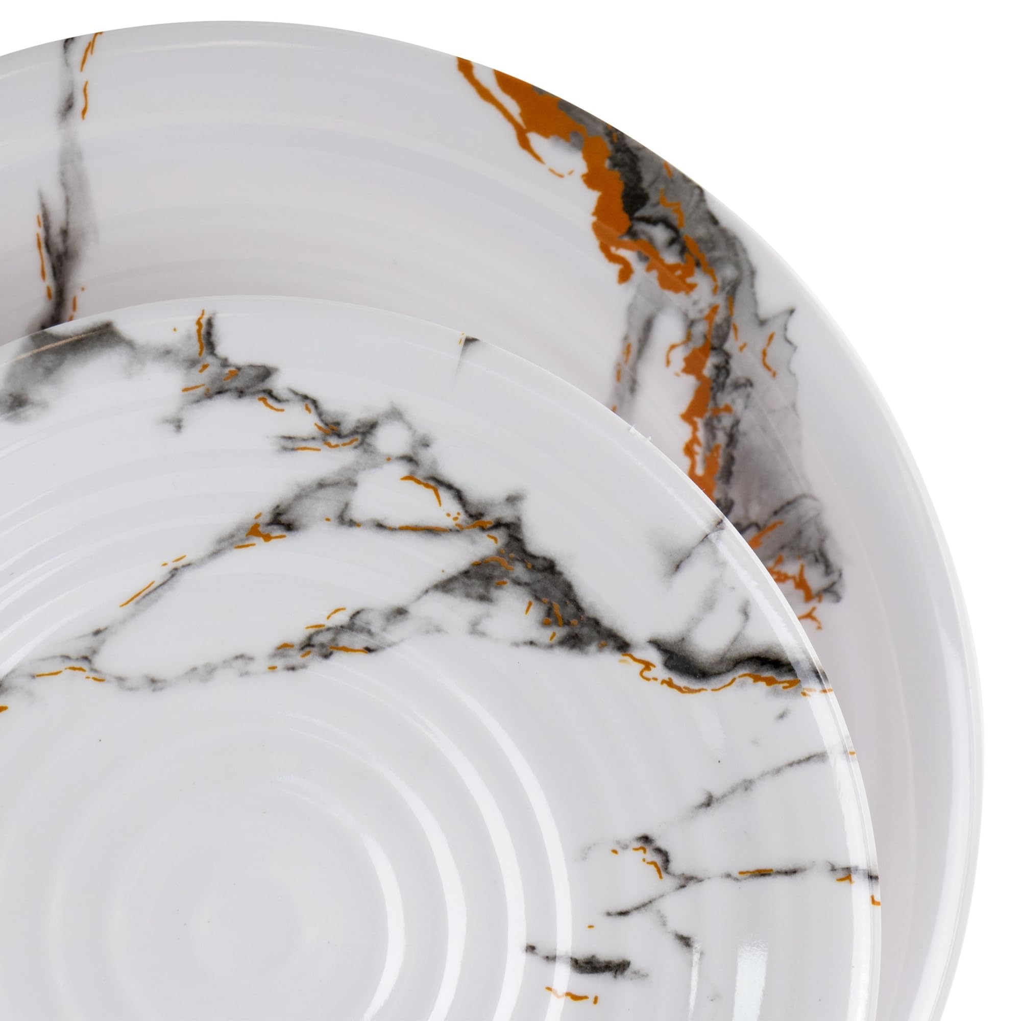Elama Lightweight Dinnerware Set, 12 Piece, White Marble