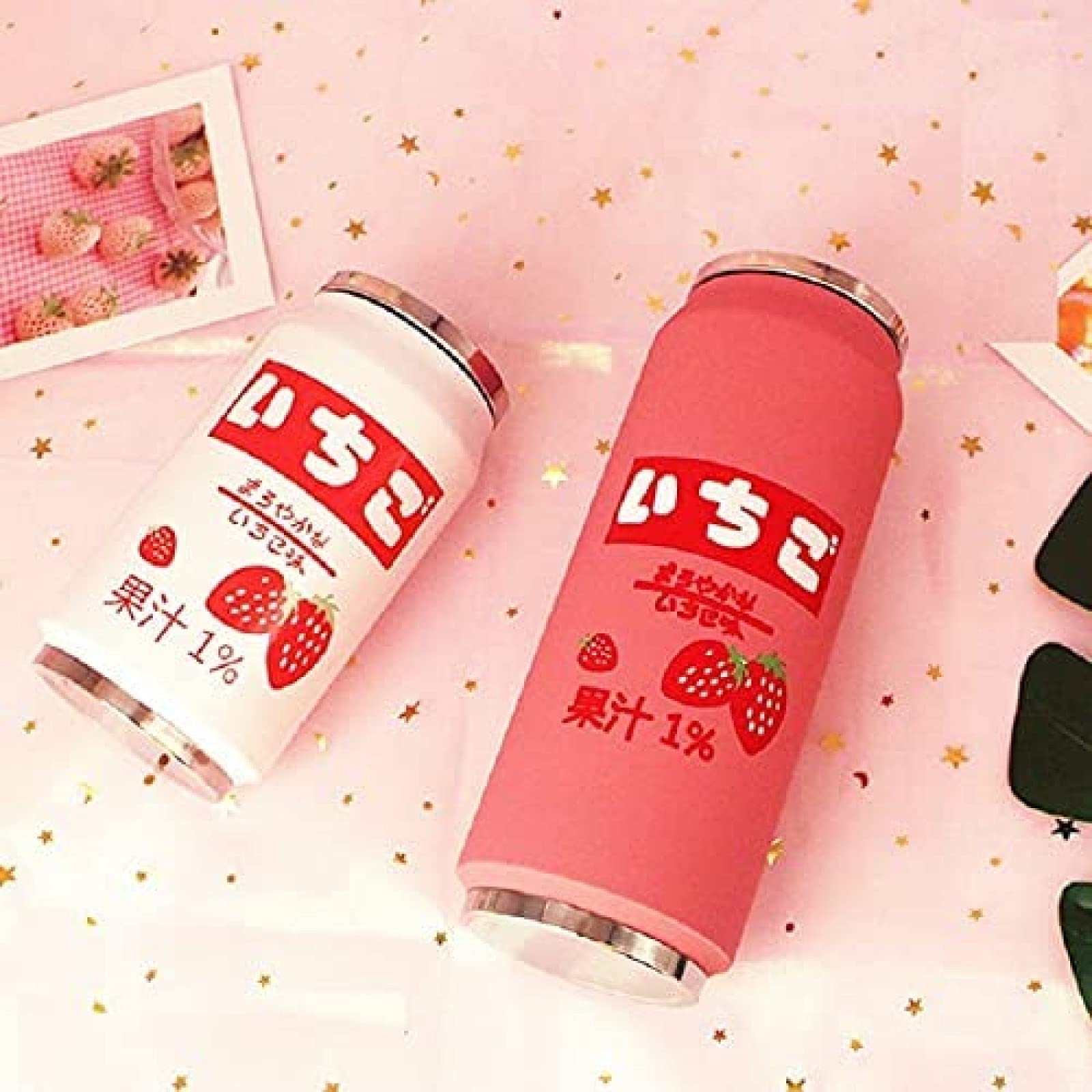 Pexizuan Kawaii Stainless Steel Kawaii Water Bottle With Straw Japanese Water Bottle Insulated(500Ml/16.9Oz,Pink)