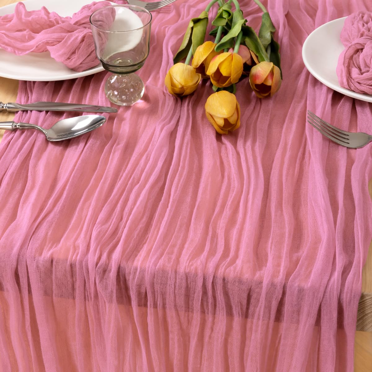 MLMC Mauve Pink Table Runner Cheesecloth Valentines Table Runner 10ft Sheer Rustic Gauze Spring Cheese Cloth Decor 35x120 Inches