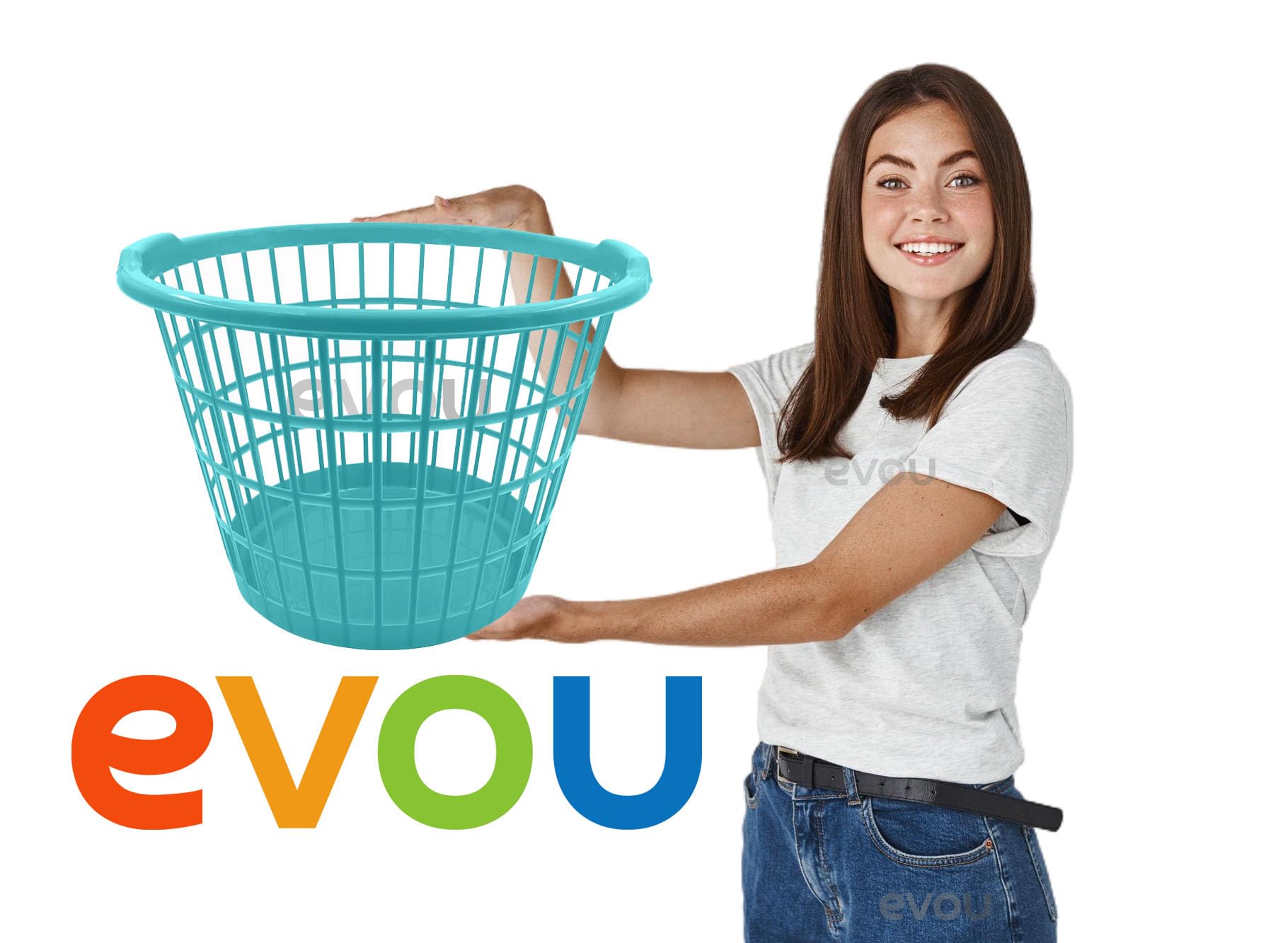 Evou Set Of 8 Laundry Baskets Hampers (Several Colors) Lightweight Plastic, For Clothes, Towels, Storage Of Kids & Baby Toys, Ga