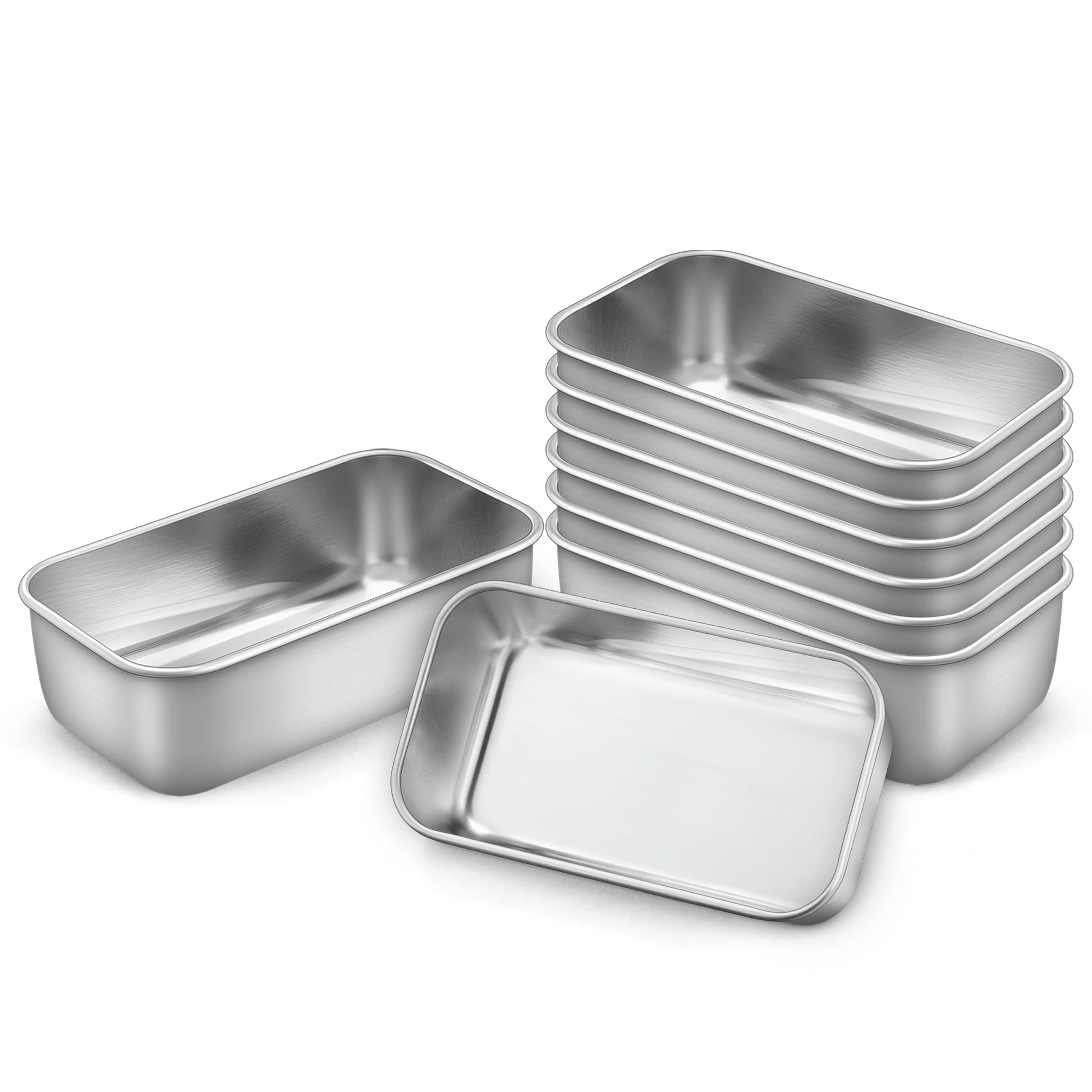 LIANYU Mini Loaf Pan for Baking Bread, 8 Pack 6.3 x 3.5 Inch Stainless Steel Small Bread Loaf Pan for Homemade Meatloaf, Tin Loa