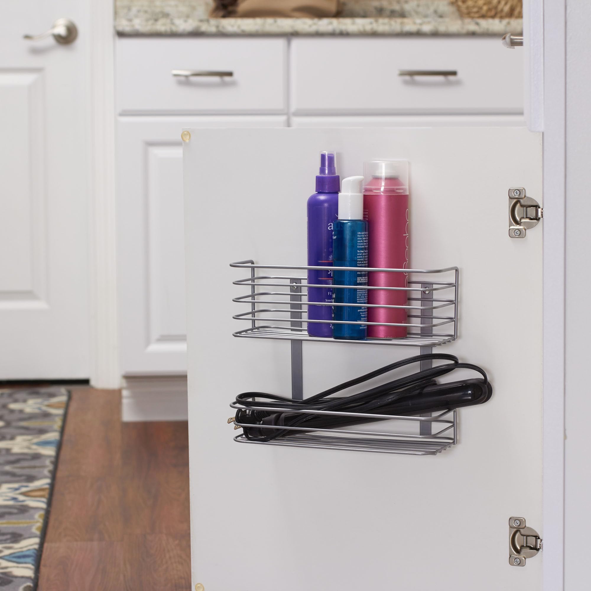 Household Essentials 1228-1 Double Basket Door Mount Cabinet Organizer | Mounts To Solid Cabinet Doors Or Wall