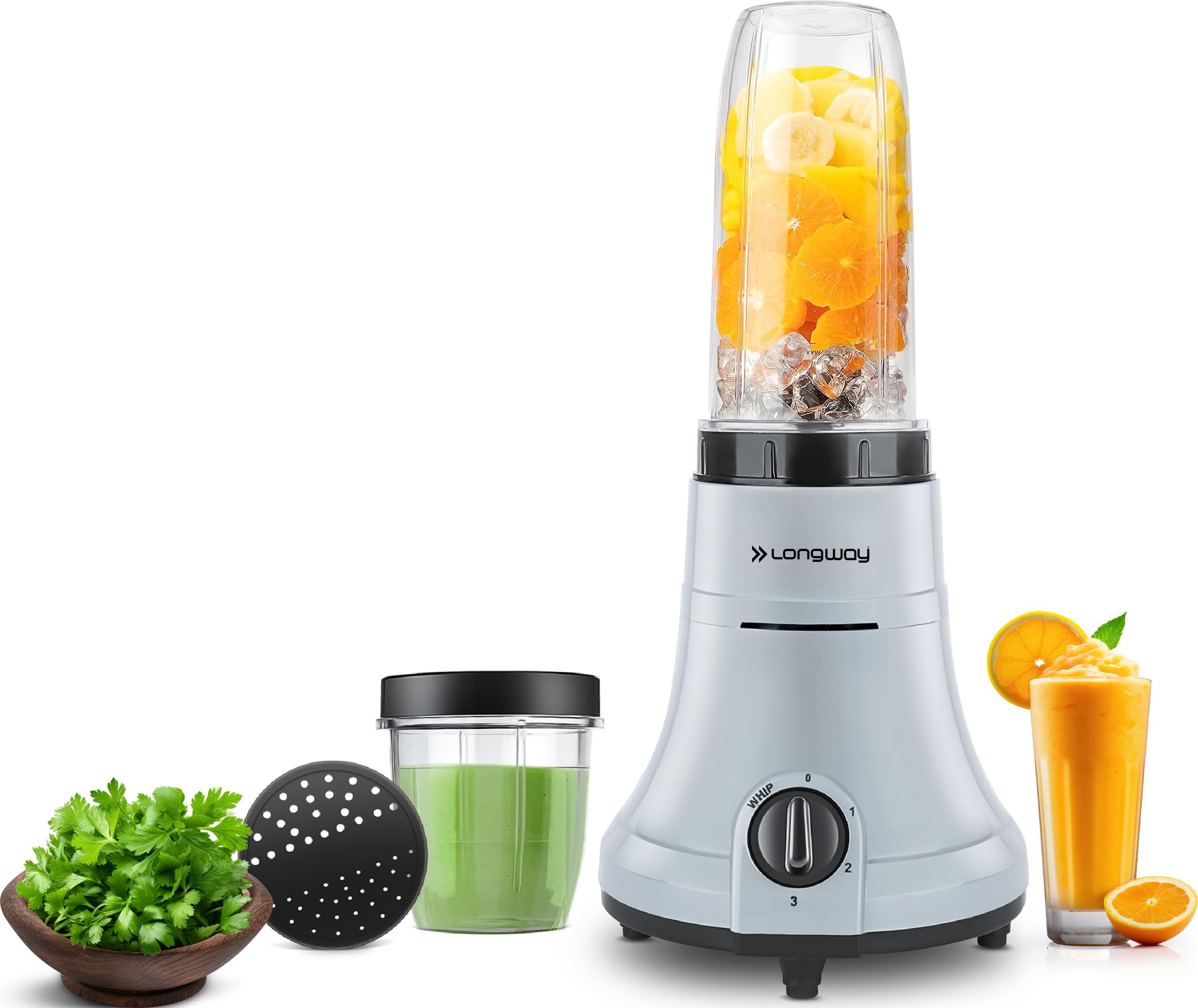 Longway Sage 500 Watt Juicer Mixer Grinder With 2 Jars For Grinding, Mixing, Juicing With Powerful Motor | 1 Year Warranty | (Bl