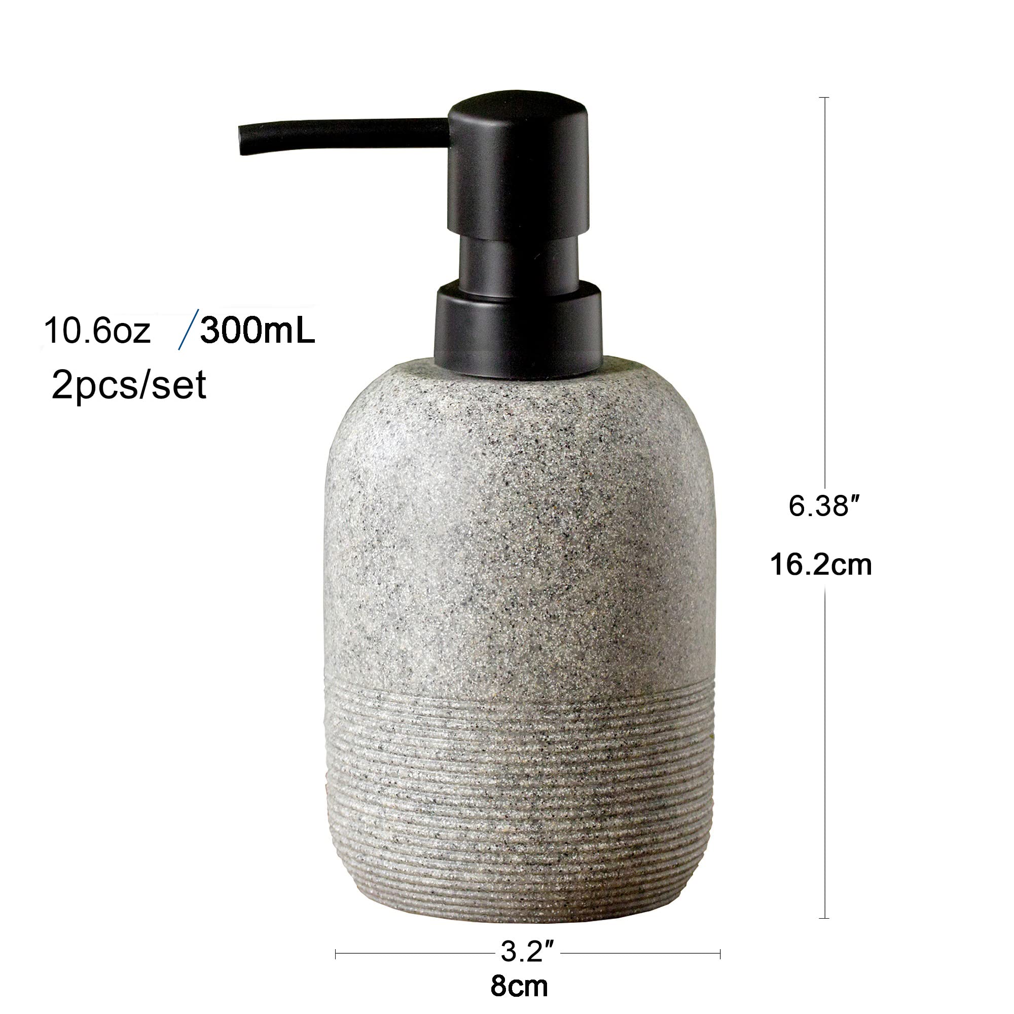 2Pcs/Set Gray Soap Lotion Dispenser With A Spare Pump,Liquid Hand Soap Dispenser Sets For Bathroom Countertop, Soap Dispenser Fo
