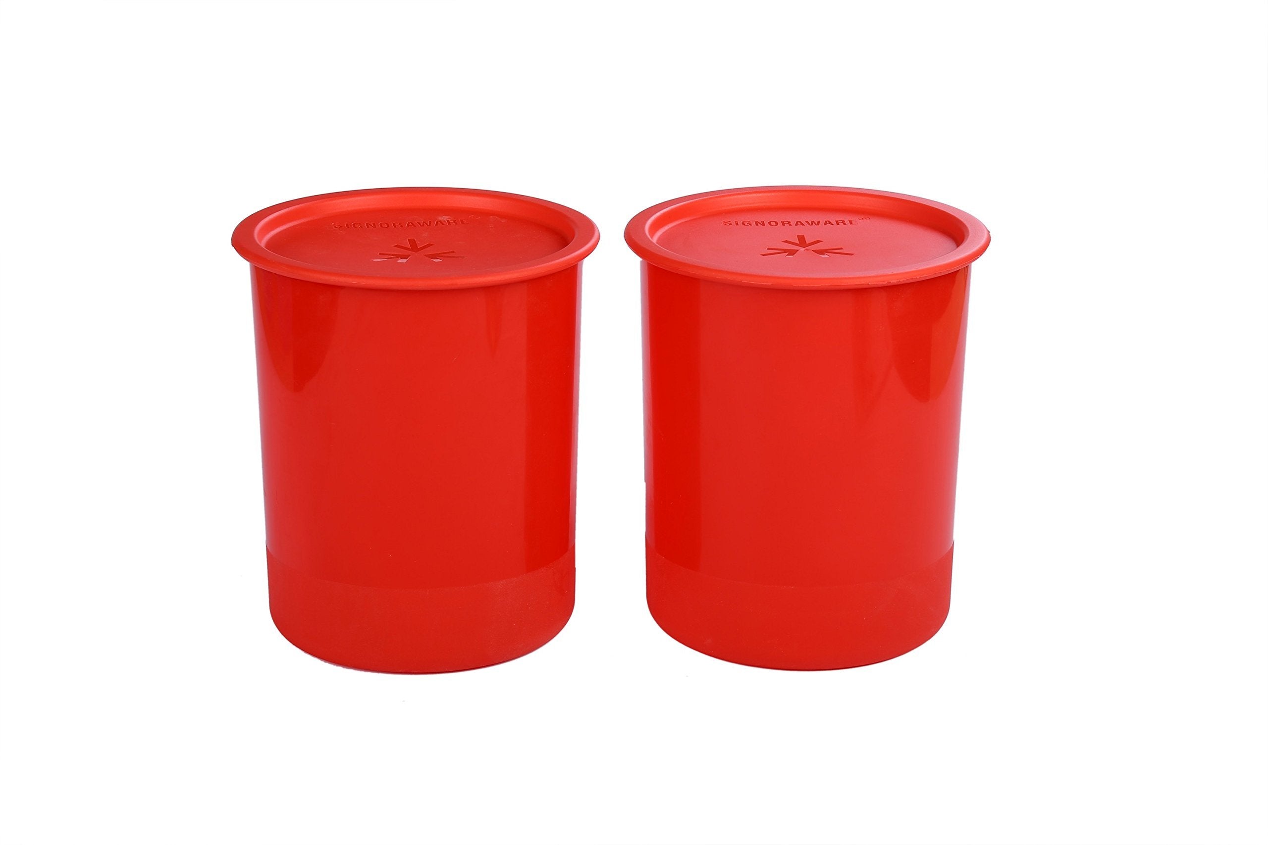 Signoraware Centre Press Container Set, 2 Litre, Set Of 2, Deep Red