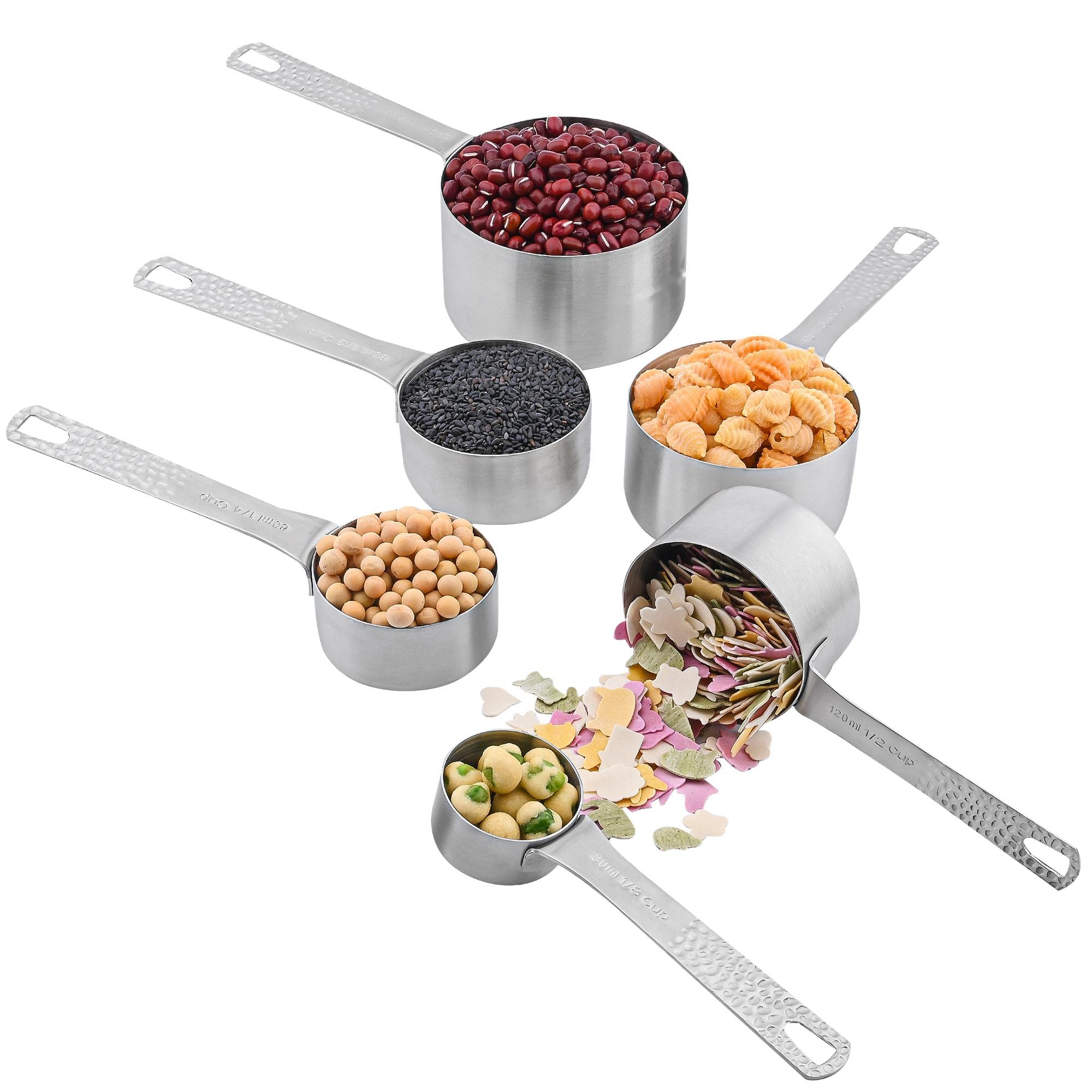 Viwehots Measuring Cups And Spoons Set Of 14, 18/8 Stainless Steel Measuring Cups And Spoons Set, 6 Metric Measuring Cups And 7