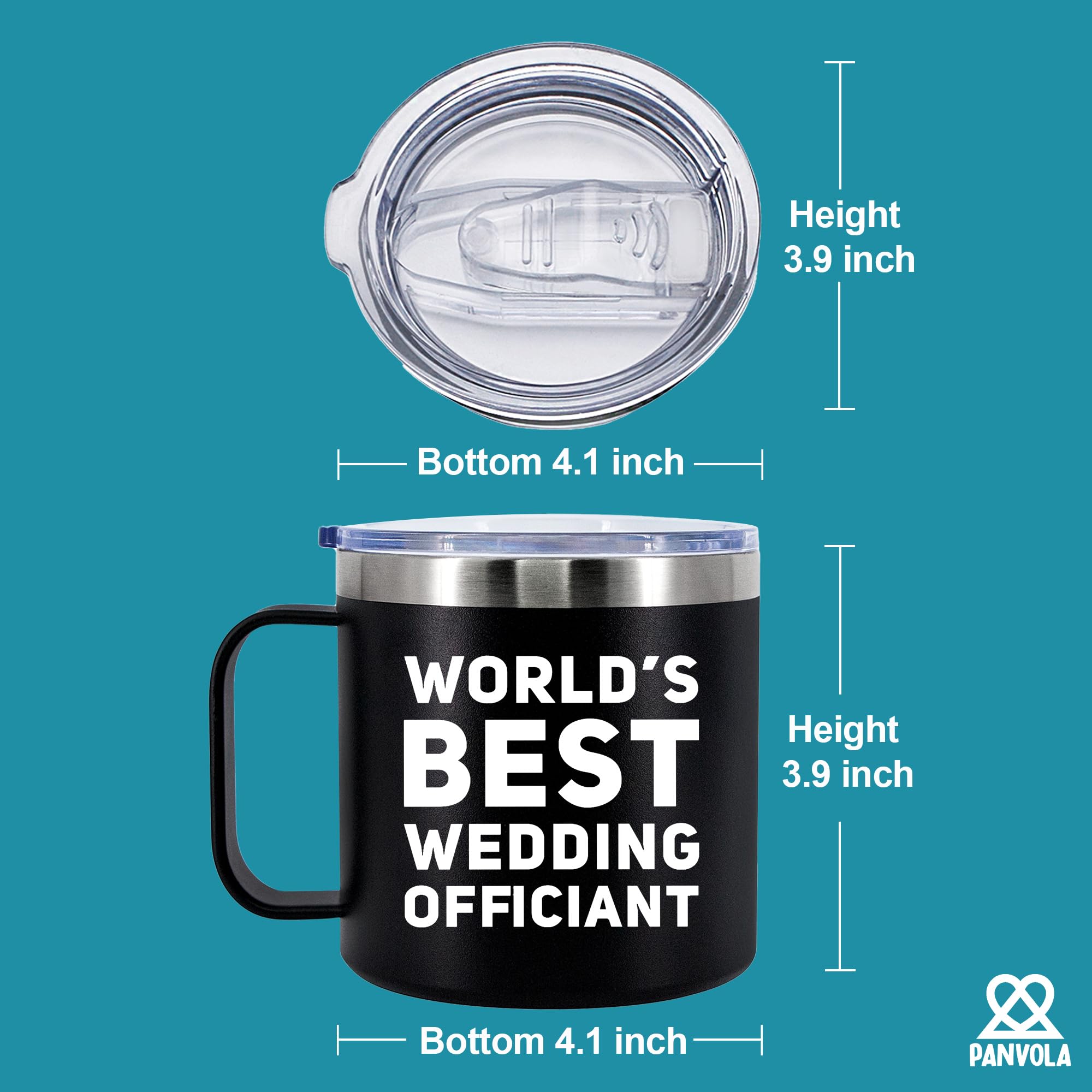 Panvola World'S Best Wedding Officiant From Bride Groom Anniversary Souvenir Pastor Minister Insulated Coffee Cup 14Oz With Hand