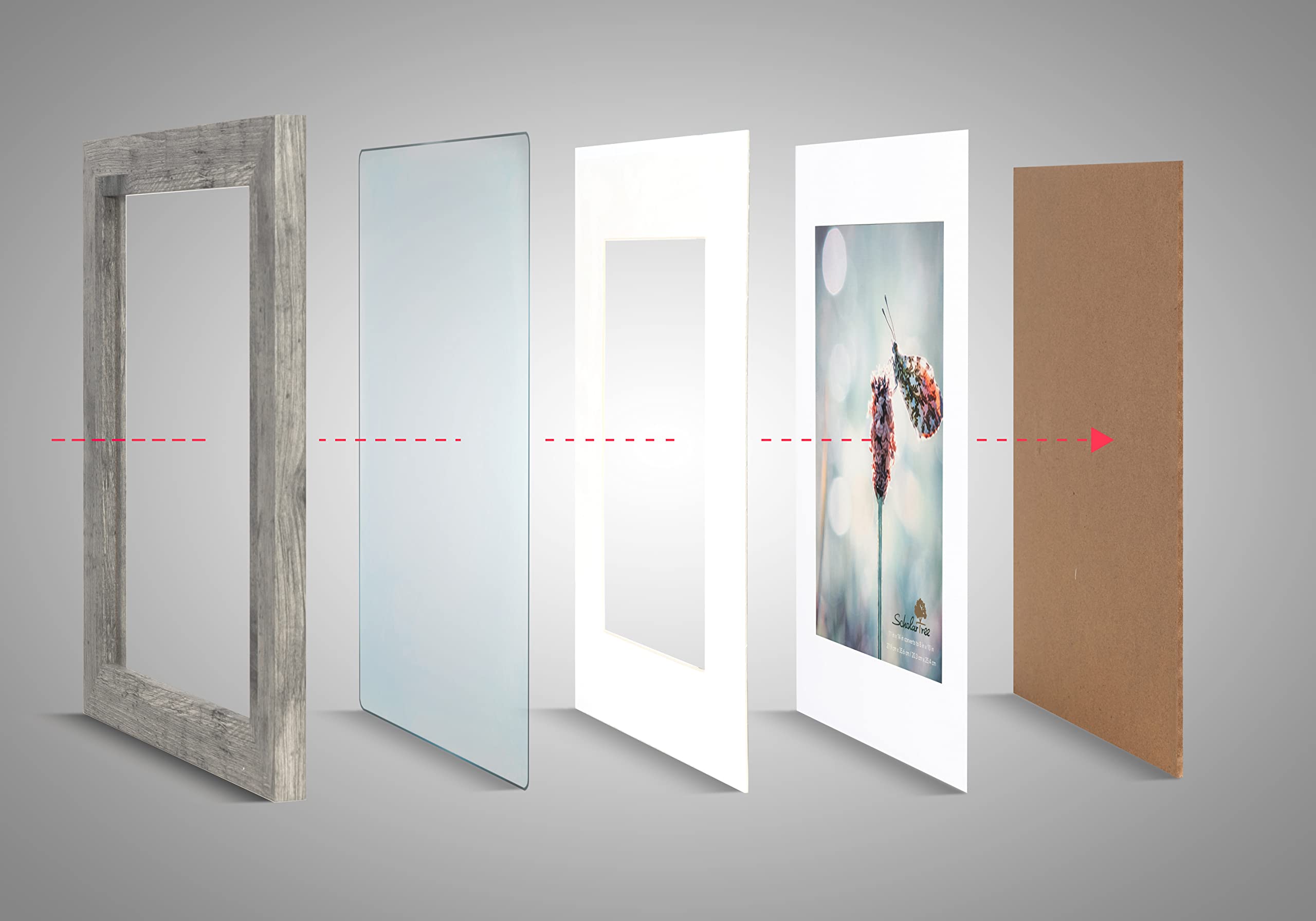 Scholartree Grey 5x7 Picture Frame,Display 5x7 without Mat or 4x6 with Mat
