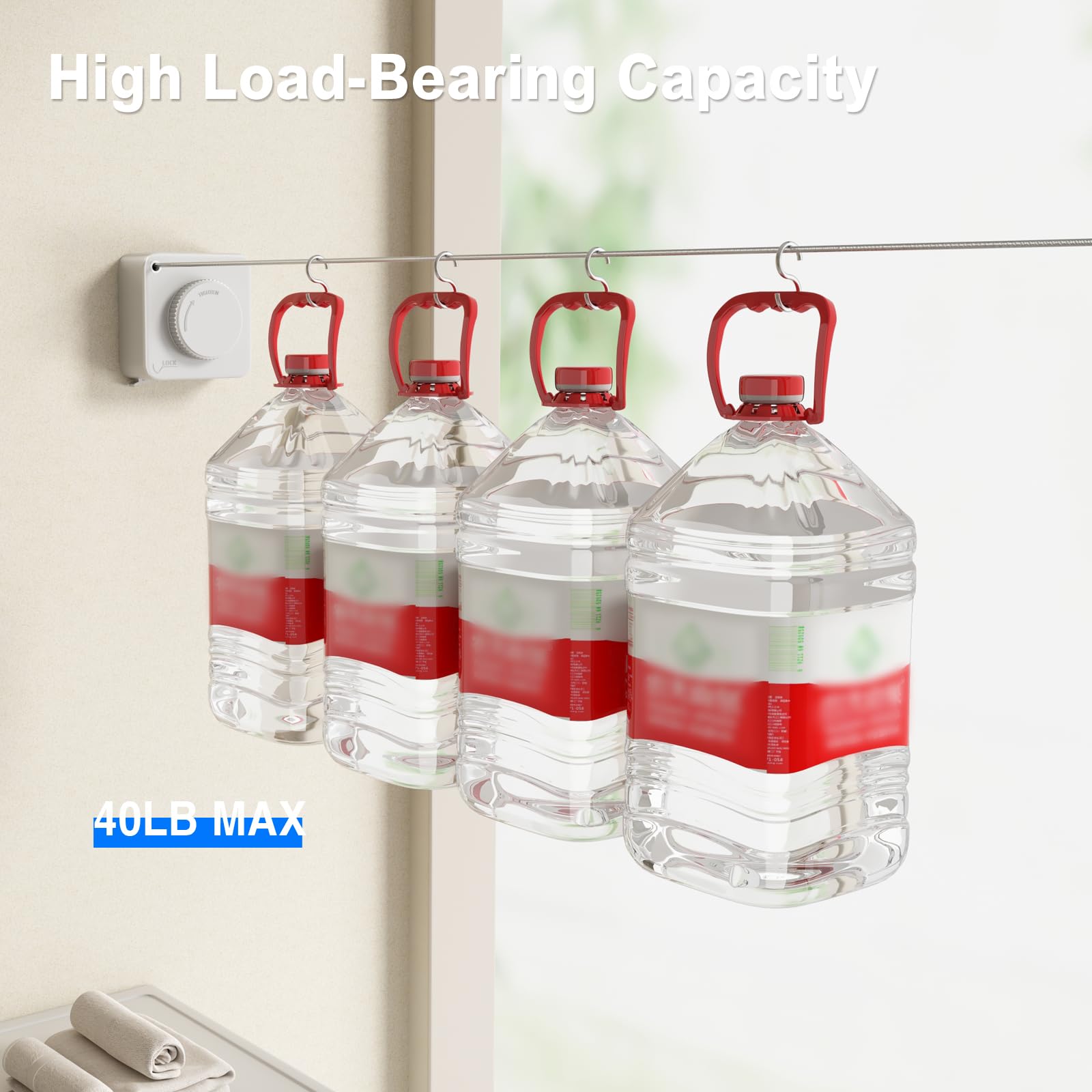 Mustorn Non-Sagging Retractable Clothesline Indoor & Outdoor Clothes Line Heavy Duty Clothes Drying Line Retracting Laundry Line