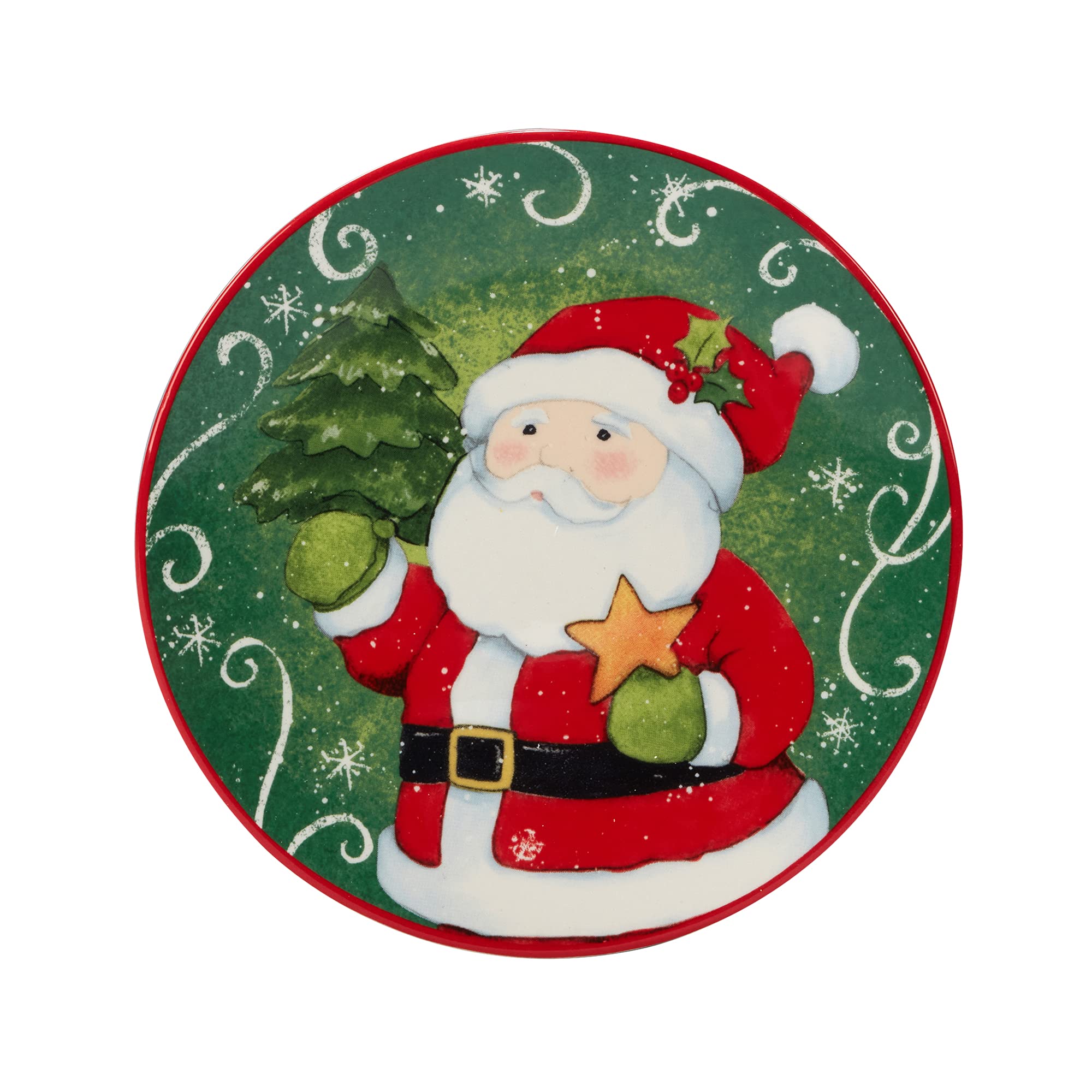 Certified International Holiday Magic Santa 6'' Canape/Luncheon/Snack Plates, Set Of 4