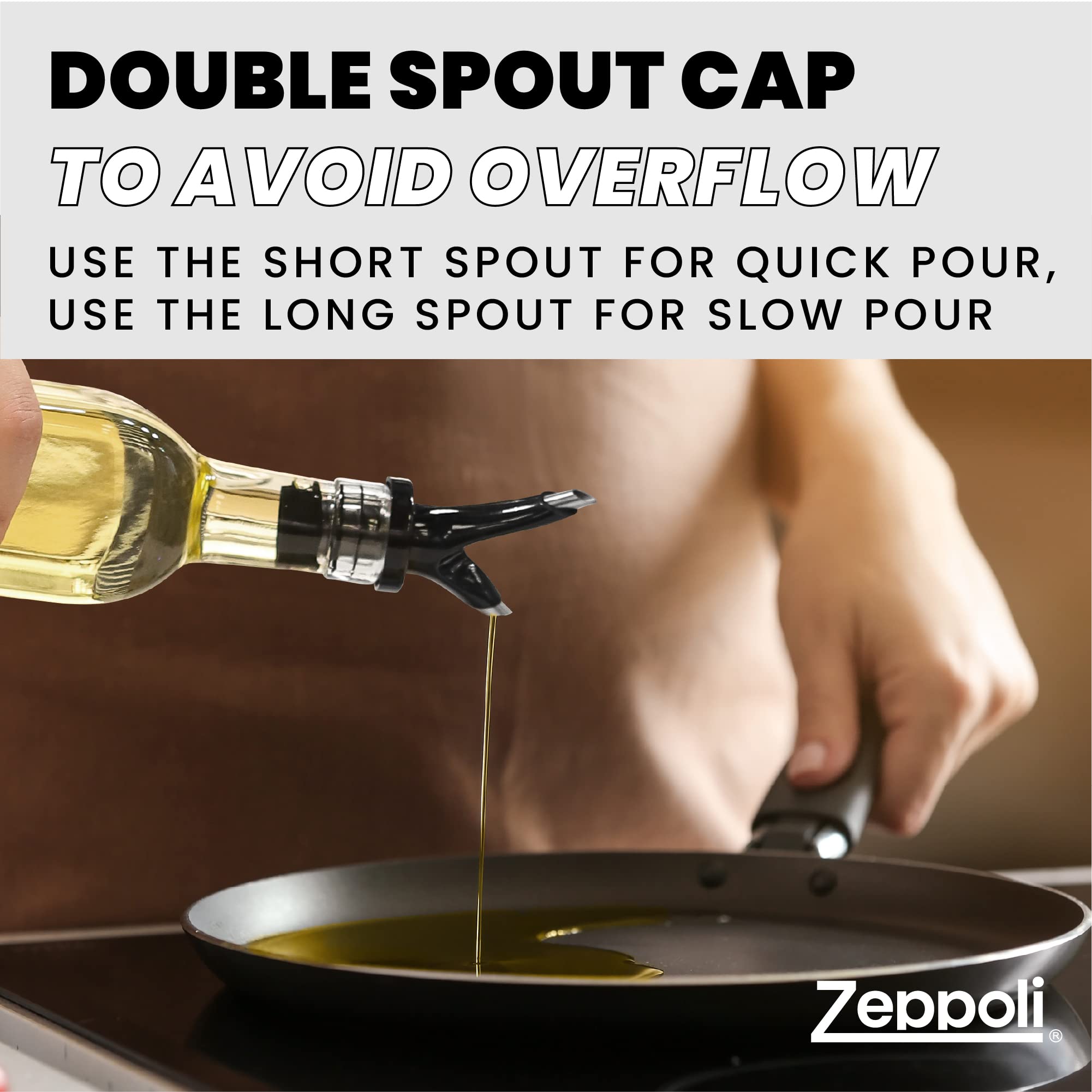 Zeppoli Oil and Vinegar Bottle Set 17oz - Comes with Stainless Steel Rack  Removable Cork  Funnel  and Spout Caps - Dual Cork Spout - Glass Olive Oil Dispenser Set