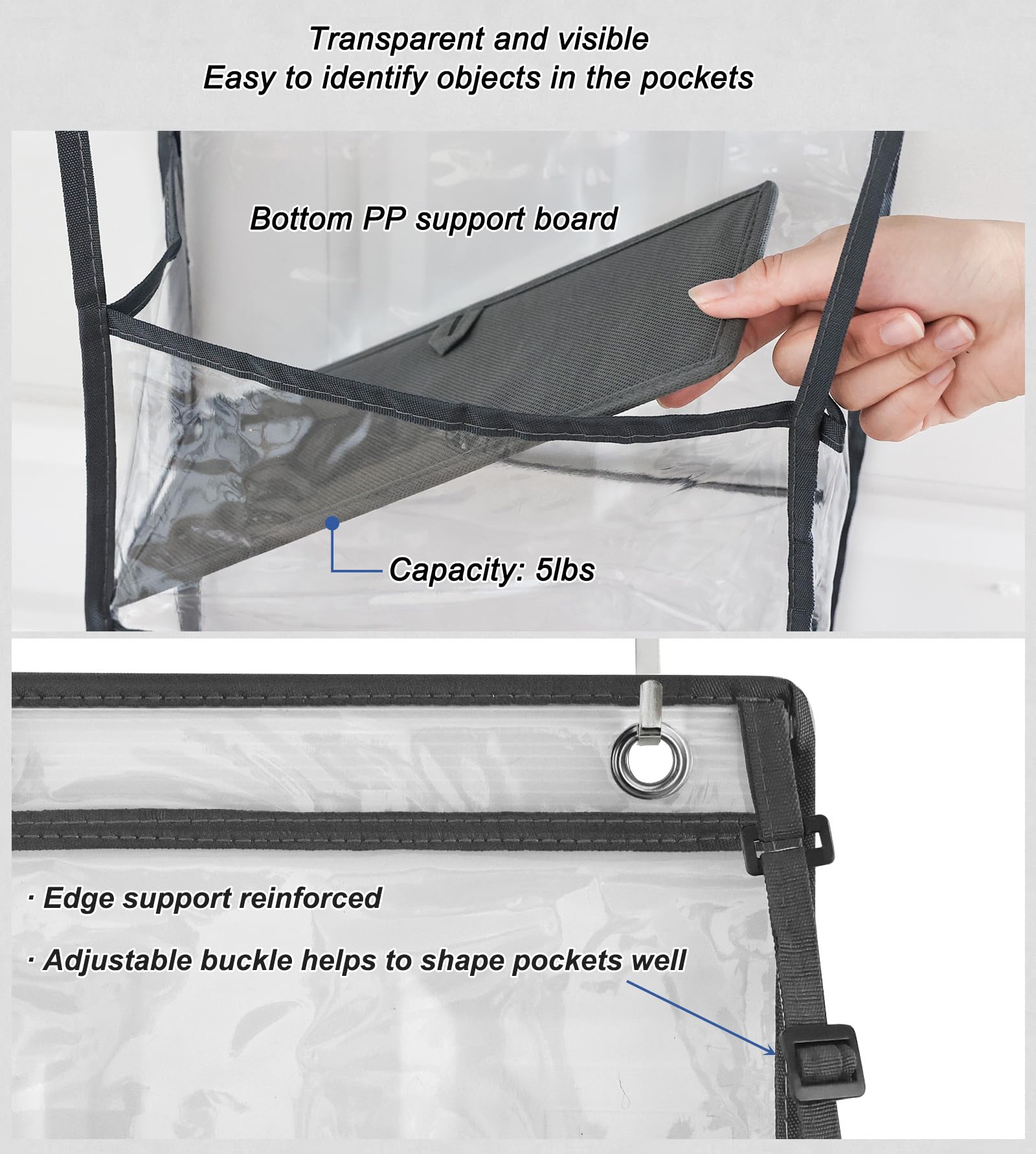 Fixwal Over The Door Hanging Pantry Organizer, 5-Shelf Large Capacity, PVC, Grey, Model 4913